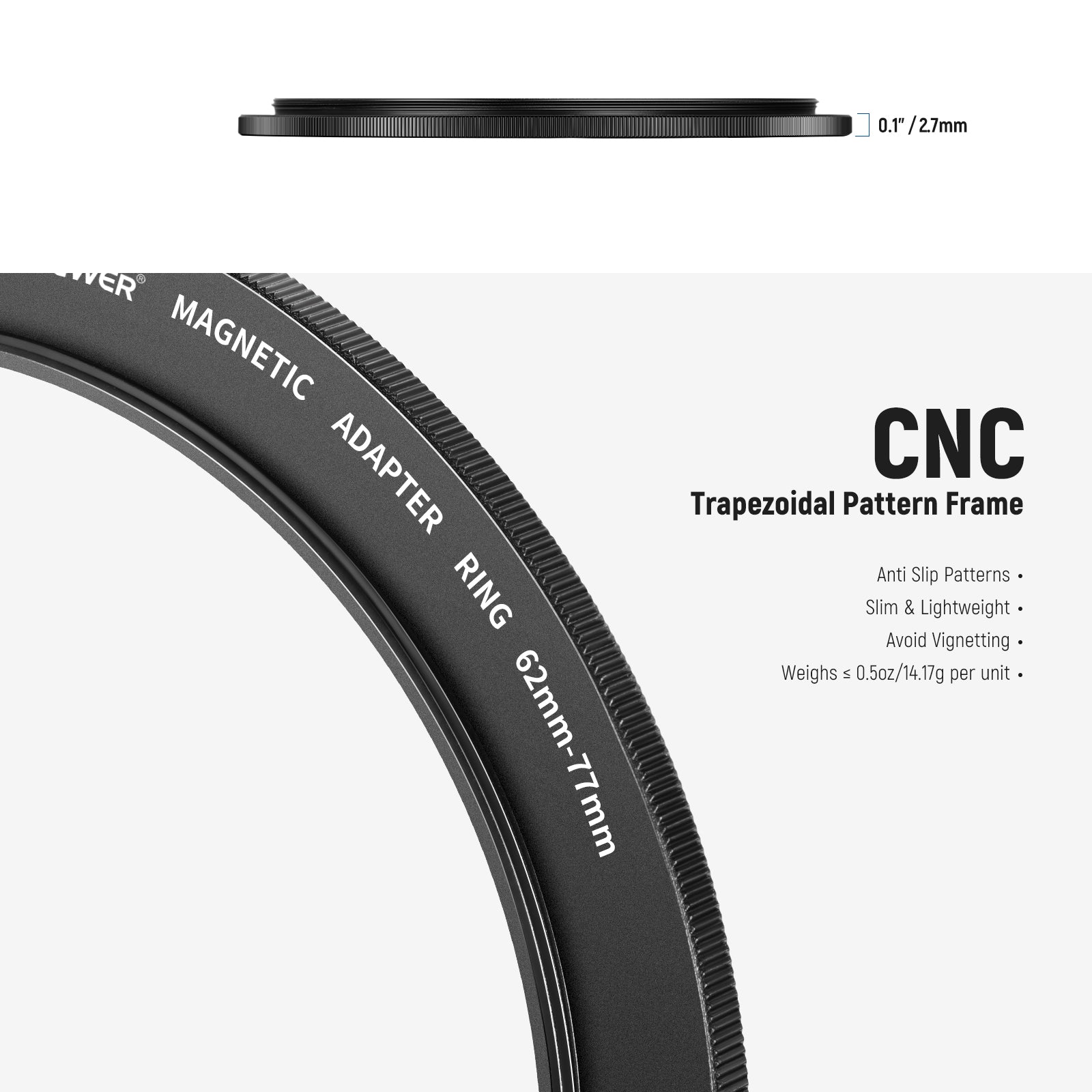 NEEWER Magnetic Step-Up Filter Ring Adapter Kit - Compatible with 52mm to 82mm Lens Filters - Perfect for DSLR, Mirrorless Cameras & Photography Accessories - Ideal for Outdoor, Portrait & Landscape Photography