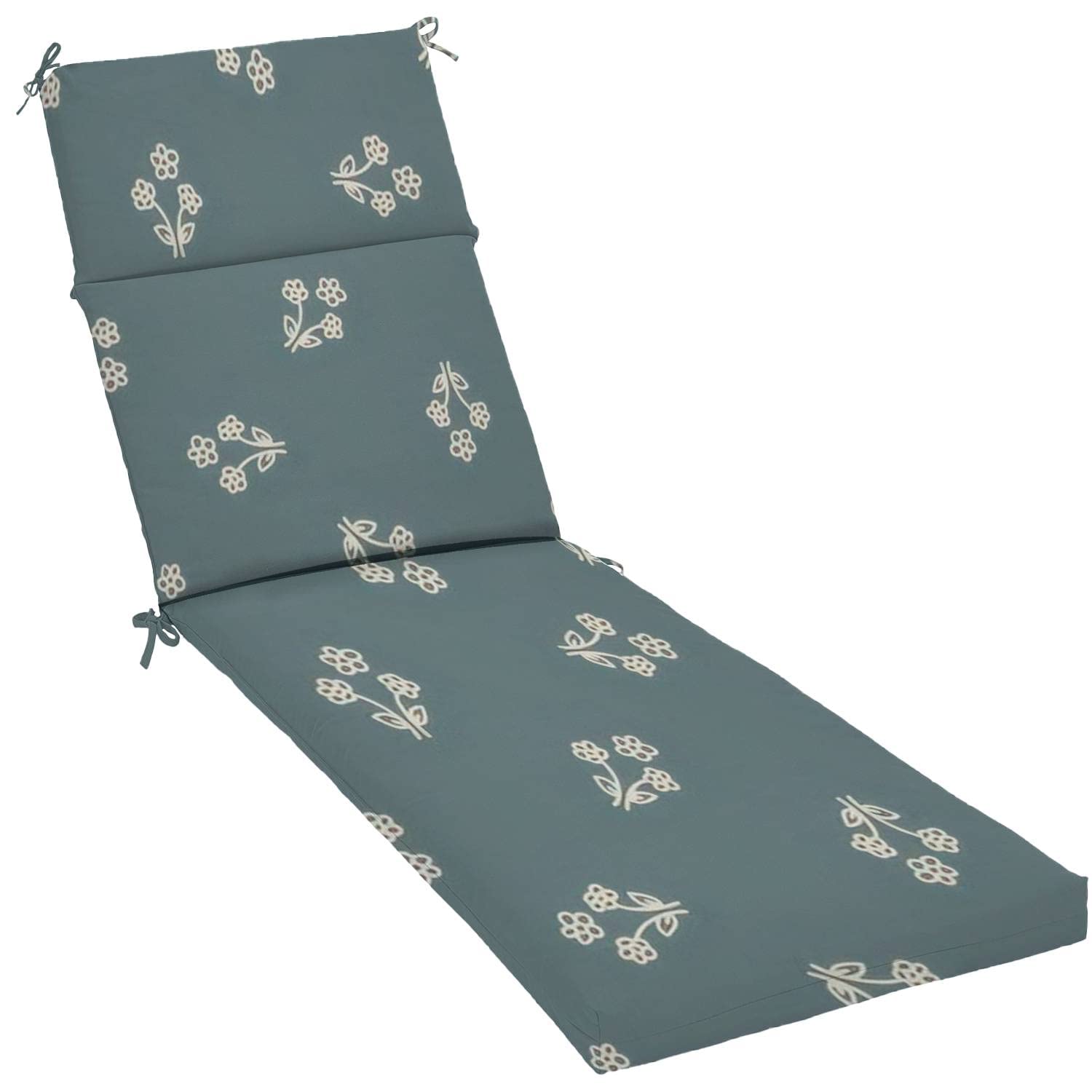Water-Resistant Outdoor/Indoor Chaise Lounge Cushion - Seamless Floral Design, Gender Neutral & Minimalist Style in Earthy Two-Tone Colors - Perfect for Patio Furniture, Poolside Chairs, Sunbathing & Relaxation