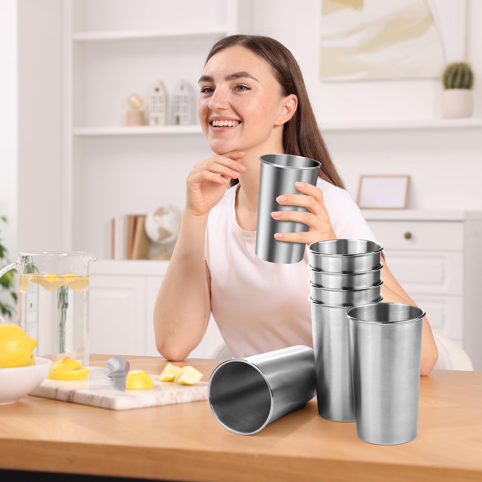 Ruisita 6 Pack 20 oz Stainless Steel Cups - Shatterproof, Stackable Metal Drinking Glasses for Adults & Kids (20 oz/600 ml) - Perfect for Camping, Picnics, Parties & Outdoor Adventures