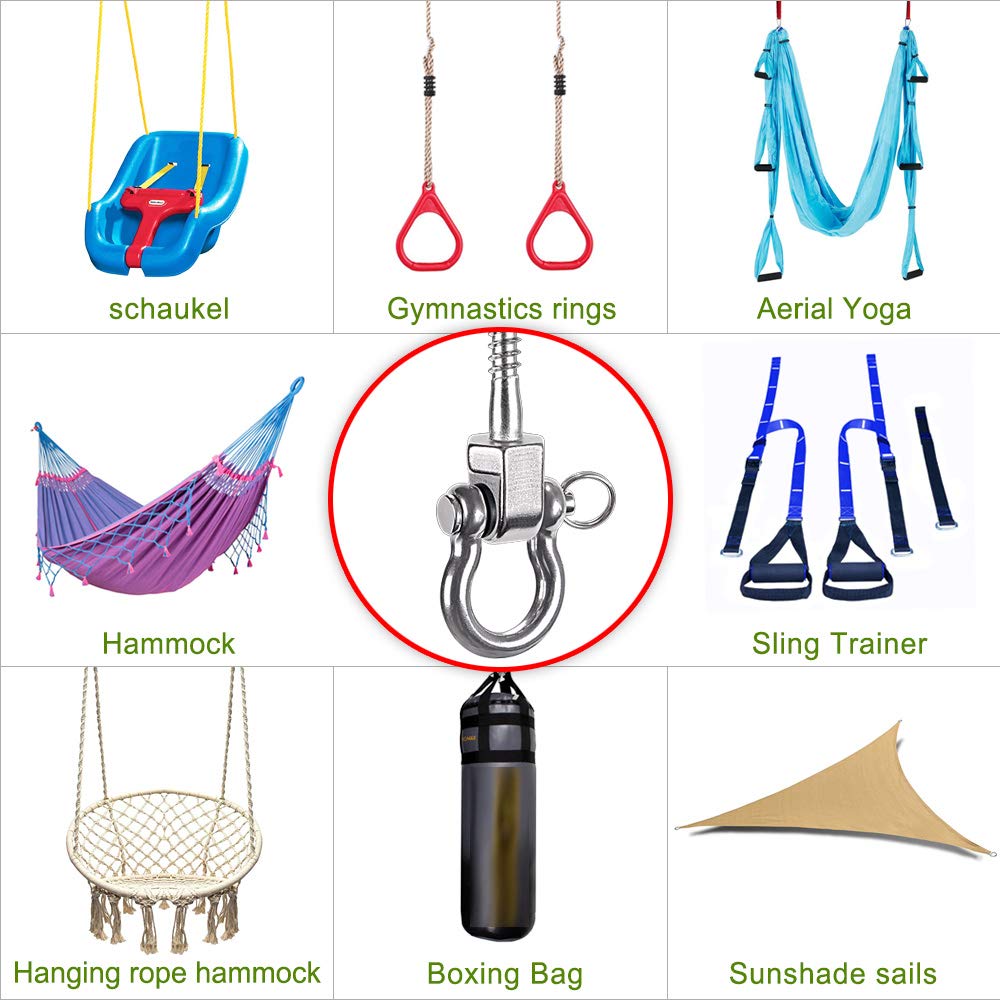 Heavy Duty Swing Hangers - 2 Pack Stainless Steel Screw Brackets for Hanging Chairs, Swings, Hammocks & Punching Bags - Indoor/Outdoor Use - 1800LB Weight Capacity - Perfect for Backyard, Patio, Garden & Home Gym Installation