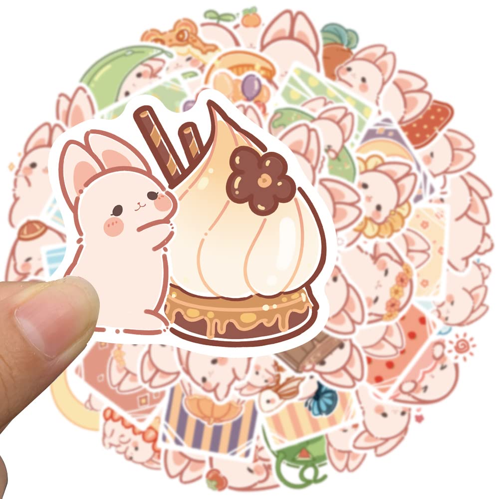 50 Pcs Kawaii Bunny Stickers - Pink Aesthetic Vinyl Waterproof Decals for Water Bottles, Laptops, Scrapbooking, Journals, Bikes, Cars & Phones - Perfect for Teens, Girls, Kids & Adults - Cute DIY Decor for School, Office & Home Use