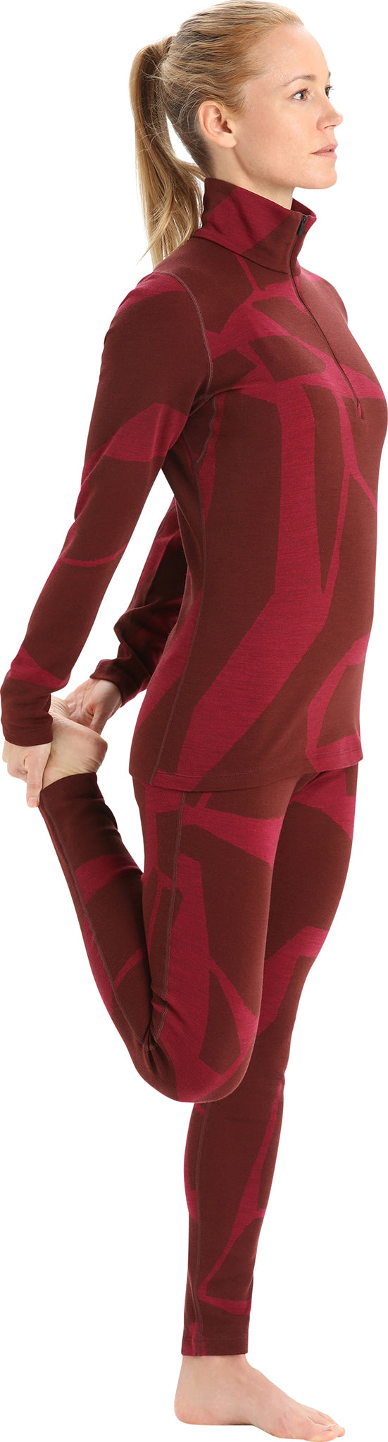 250 Vertex Fractured Landscapes Long Sleeve Half Zip Base Layer for Women - Thermal Underwear for Hiking, Skiing & Outdoor Activities