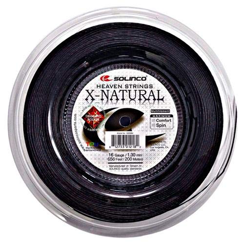 Solinco X-Natural Tennis String Reel 17G Black - High Performance Natural Gut String for Tennis Rackets | Perfect for Competitive Play & Training Sessions