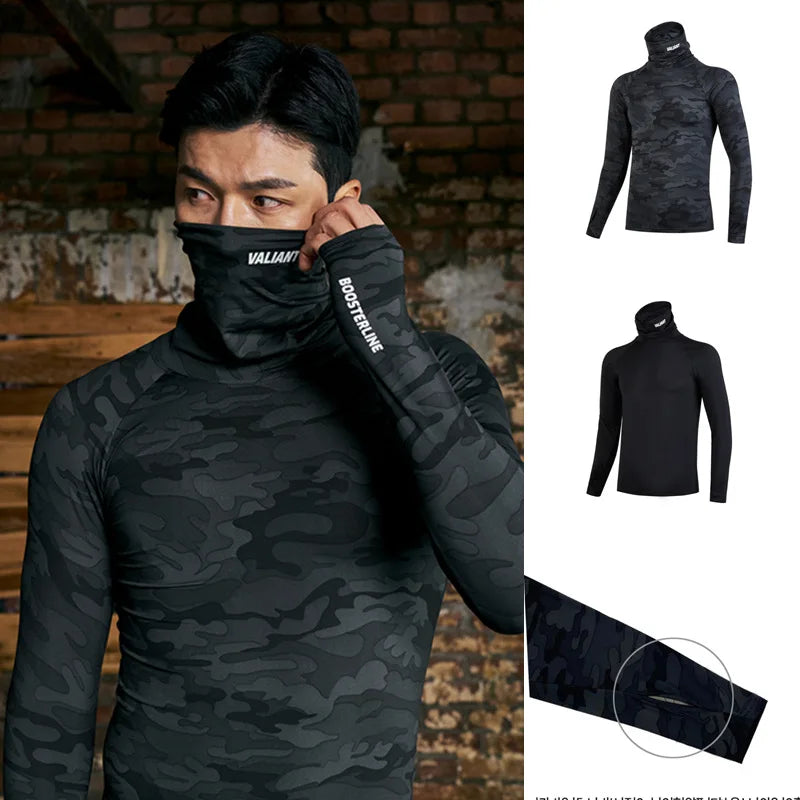 Men's Long Sleeve T-Shirts for Gym & Training - High Neck Fitness Workout Shirts for Running, Yoga & Athletic Performance