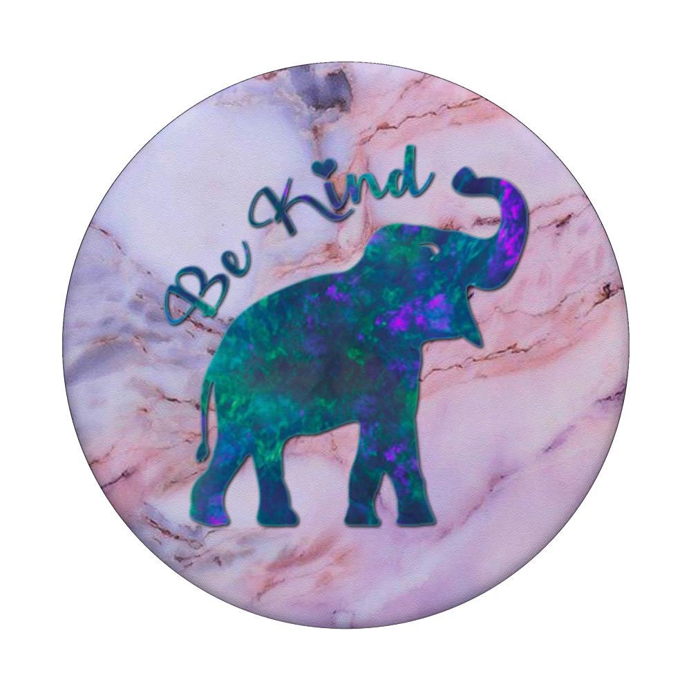 Teal Blue Purple Be Kind Elephant Phone Grip - PopSockets Standard PopGrip for Pink & Grey Phones - Perfect for Daily Use, Travel, and Selfies
