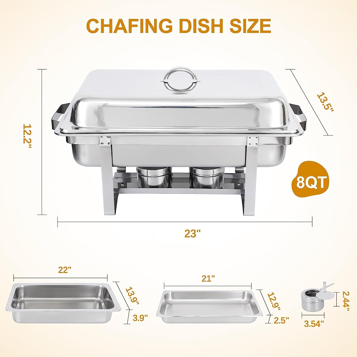 Premium Stainless Steel Buffet Chafing Dish Set of 4 - Nova Microdermabrasion Food Warmers with Water Pan & Fuel Holders for Catering, Parties, Weddings & Events - Keep Meals Hot for Buffet Serving