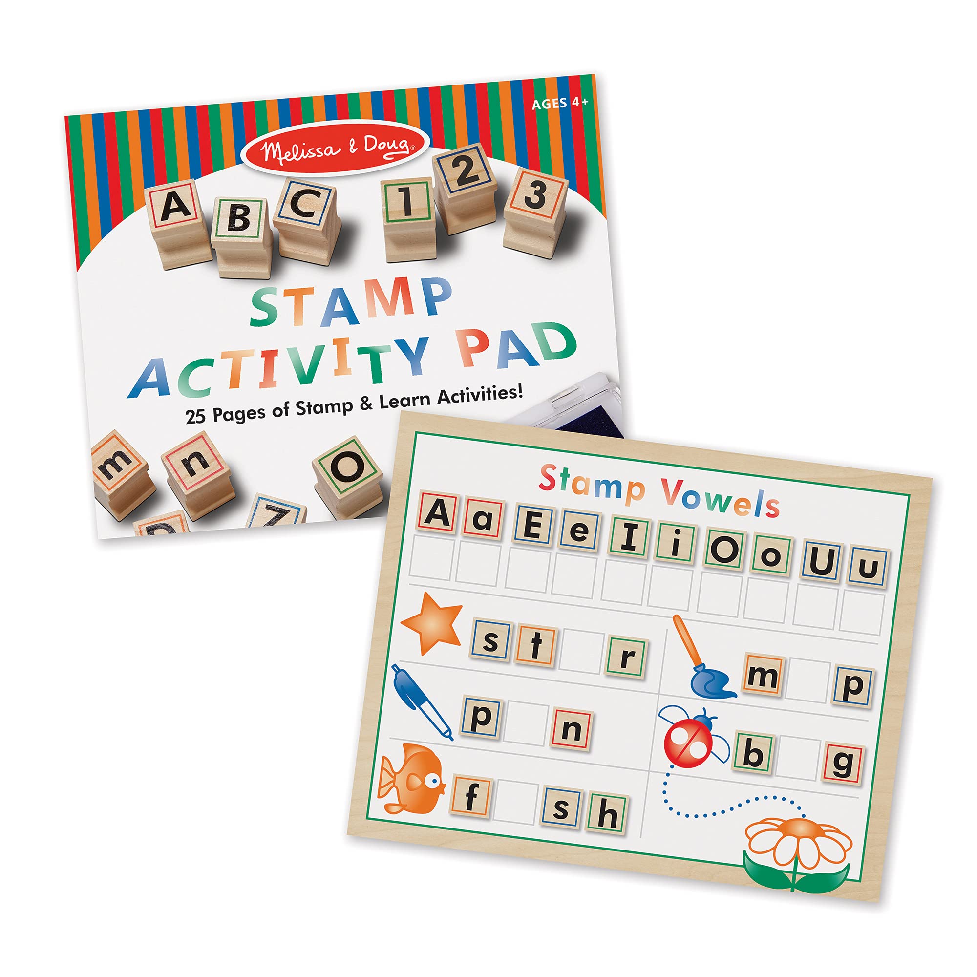 Melissa & Doug Wooden ABC 123 Stamp Set for Kids - Arts & Crafts Learning Fun