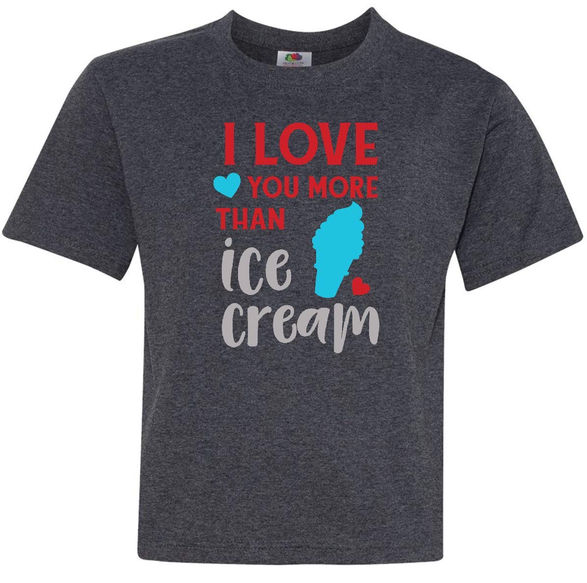 Inktastic 'I Love You More Than Ice Cream' Youth T-Shirt | Cute Ice Cream Cone Graphic Tee for Kids | Perfect for Birthdays, Family Photos & Summer Outfits