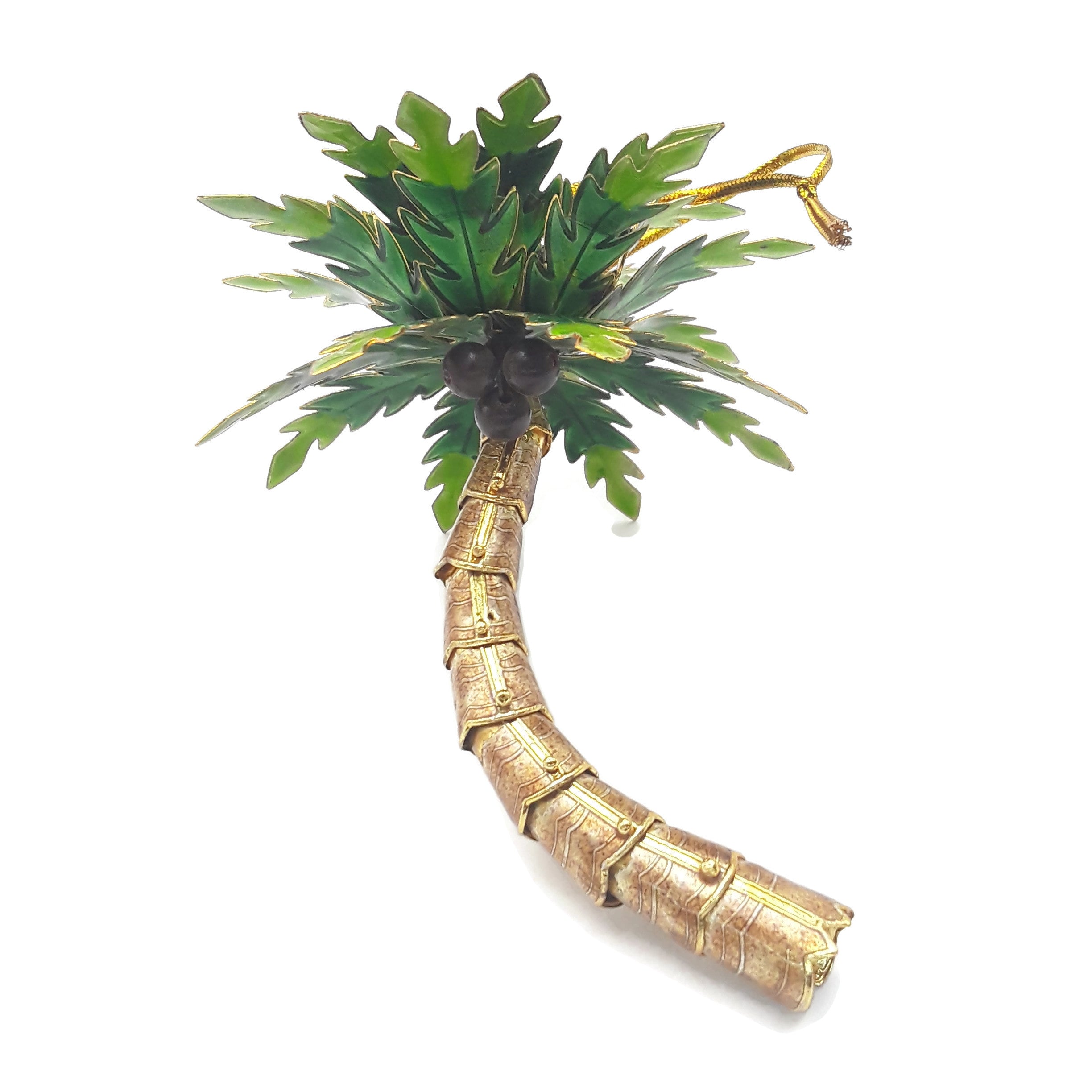 Handmade Cloisonne Christmas Tree Ornament - 5 Inch Wiggling Palm Tree Holiday Decoration for Xmas, Party & Home Decor