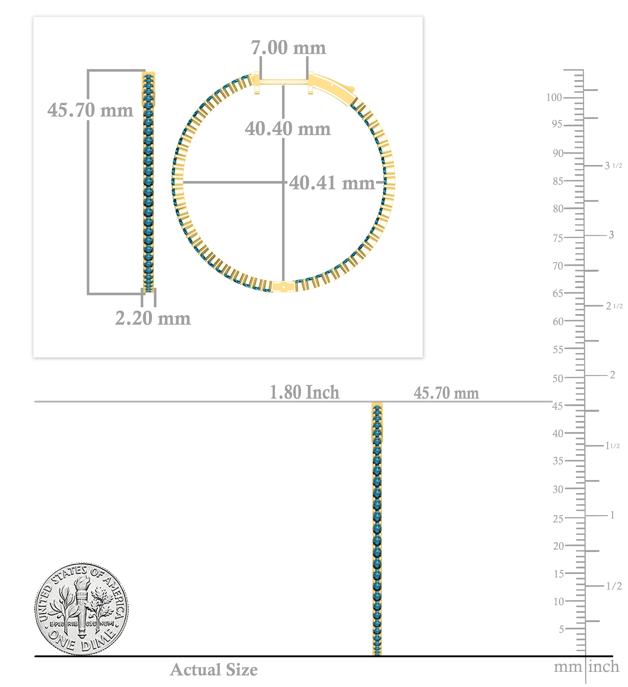 Dazzlingrock Collection Round Gemstone or Diamond Classic Thin Inside Out Hinged Post Hoop Earrings for Women in Solid Gold - Perfect for Everyday Wear, Parties & Special Occasions
