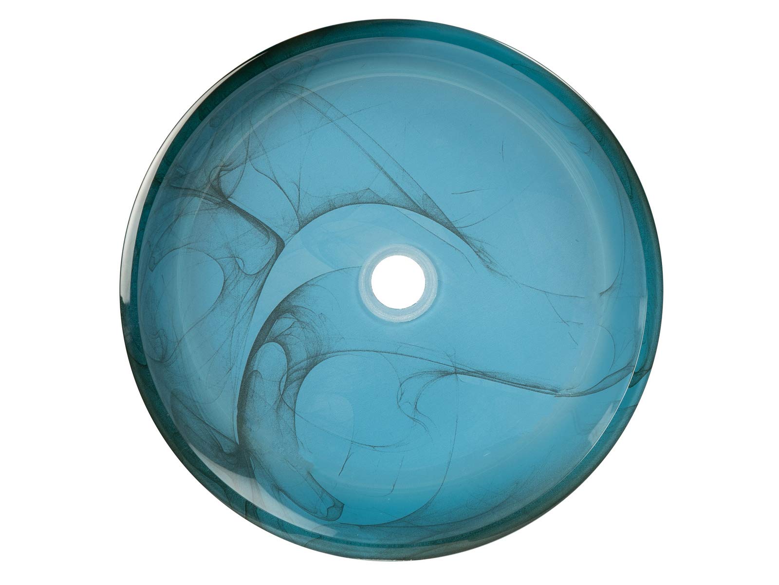 Blue Mist Flat Bottom Glass Vessel Sink for Bathroom Vanity - Modern Rectangular Basin for Powder Room, Guest Bath & Master Bath Decor