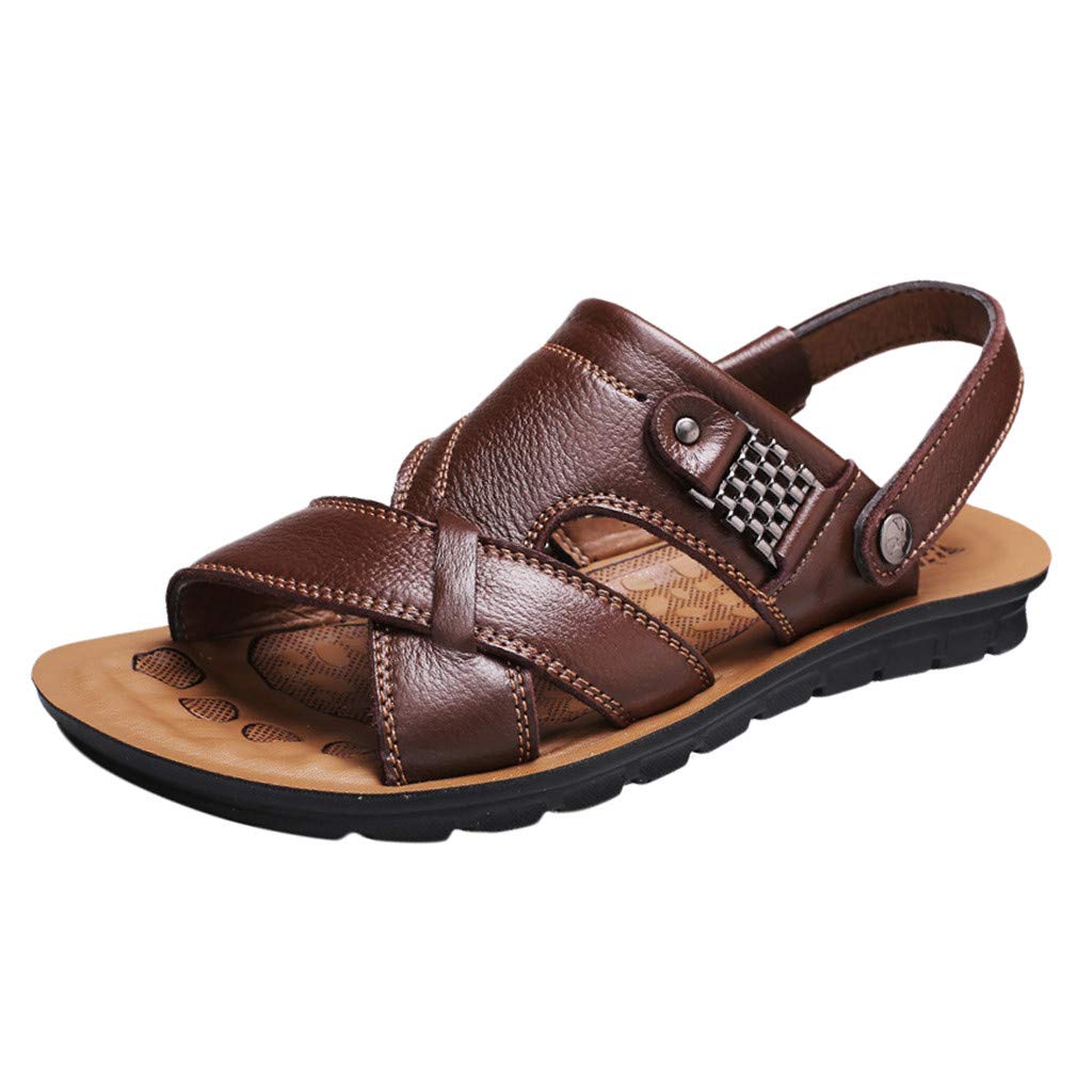 **Men's Breathable Leather Flip Flops - Fashion Beach Slippers & Outdoor Slides for Summer | Comfortable Black Sandals for Walking, Travel & Poolside Relaxation**