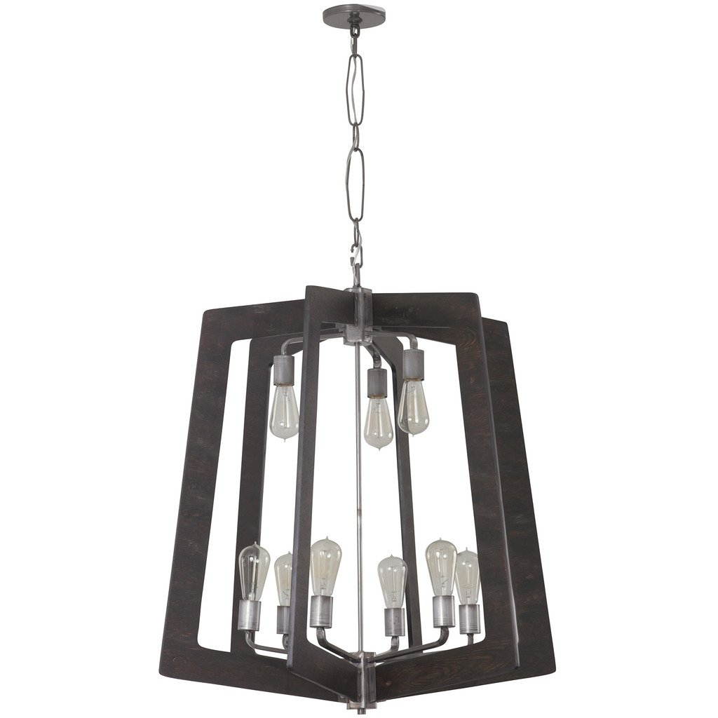 Lofty 9-Light Chandelier with Faux Zebrawood & Steel Finish - Elegant Dining Room Lighting for Modern Home Decor