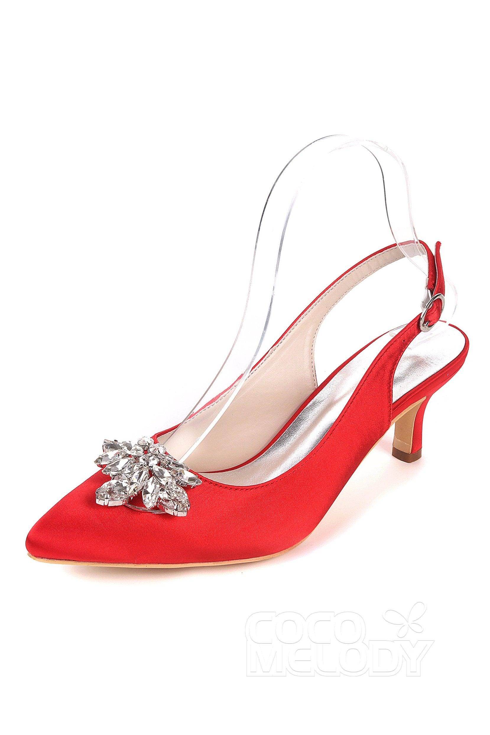 Elegant Low Heel Slingback Dress Shoes - Comfortable Silk-Like Women's Pumps for Work, Party & Wedding (Style CK0064)
