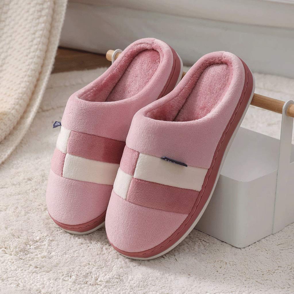 YHUA Men's Winter Indoor Fluffy Slides - Cozy House Slippers for Men & Women, Unisex Couple Home Shoes, Big Size 250 (US 5-6, Fits 35-36 Feet) - Soft Pink - Perfect for Lounging at Home & Cold Weather Comfort