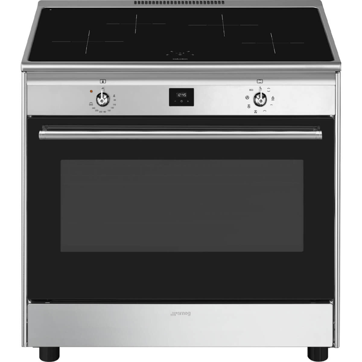 Smeg 90cm Stainless Steel Induction Upright Oven & Stove Combo - CG90CIXT | Professional Kitchen Appliance for Home Cooking & Baking
