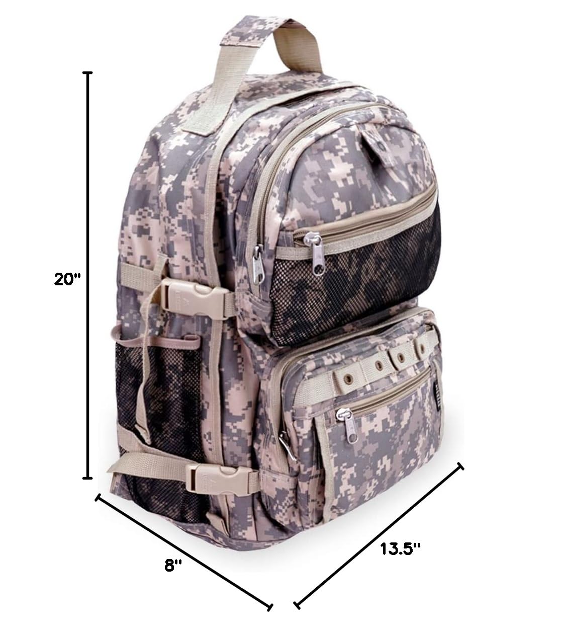Everest Oversize Digital Camo Backpack - Military Style Tactical Rucksack for Hiking, Travel & School - Waterproof Durable Laptop Backpack with Multiple Pockets (One Size)
