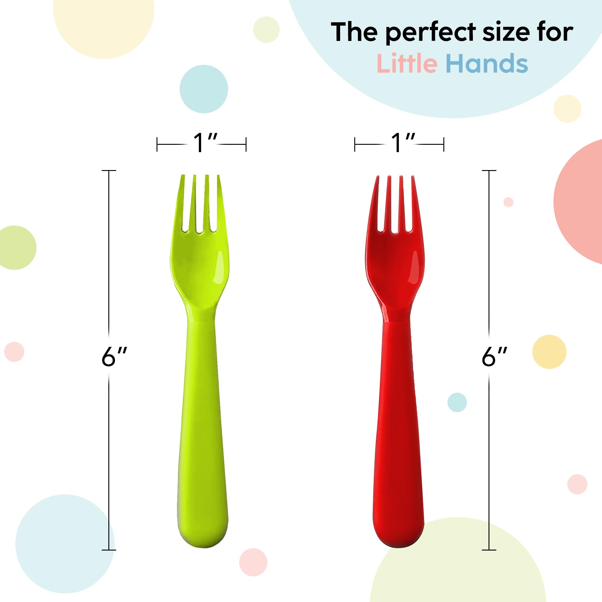 BPA-Free Plastic Kids Forks Set of 18 - Dishwasher Safe Reusable Toddler Utensils - Brightly Colored Children's Flatware for Mealtime & Travel - Perfect for Daycare, Picnics, and Family Dinners