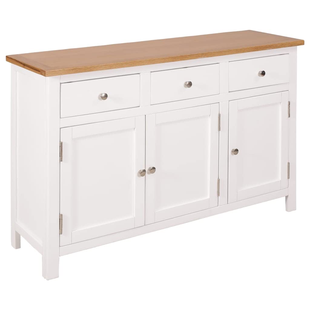 Modern Buffet Sideboard with 3 Drawers & Doors - Brown & White Kitchen Cabinet for Dining Room Storage