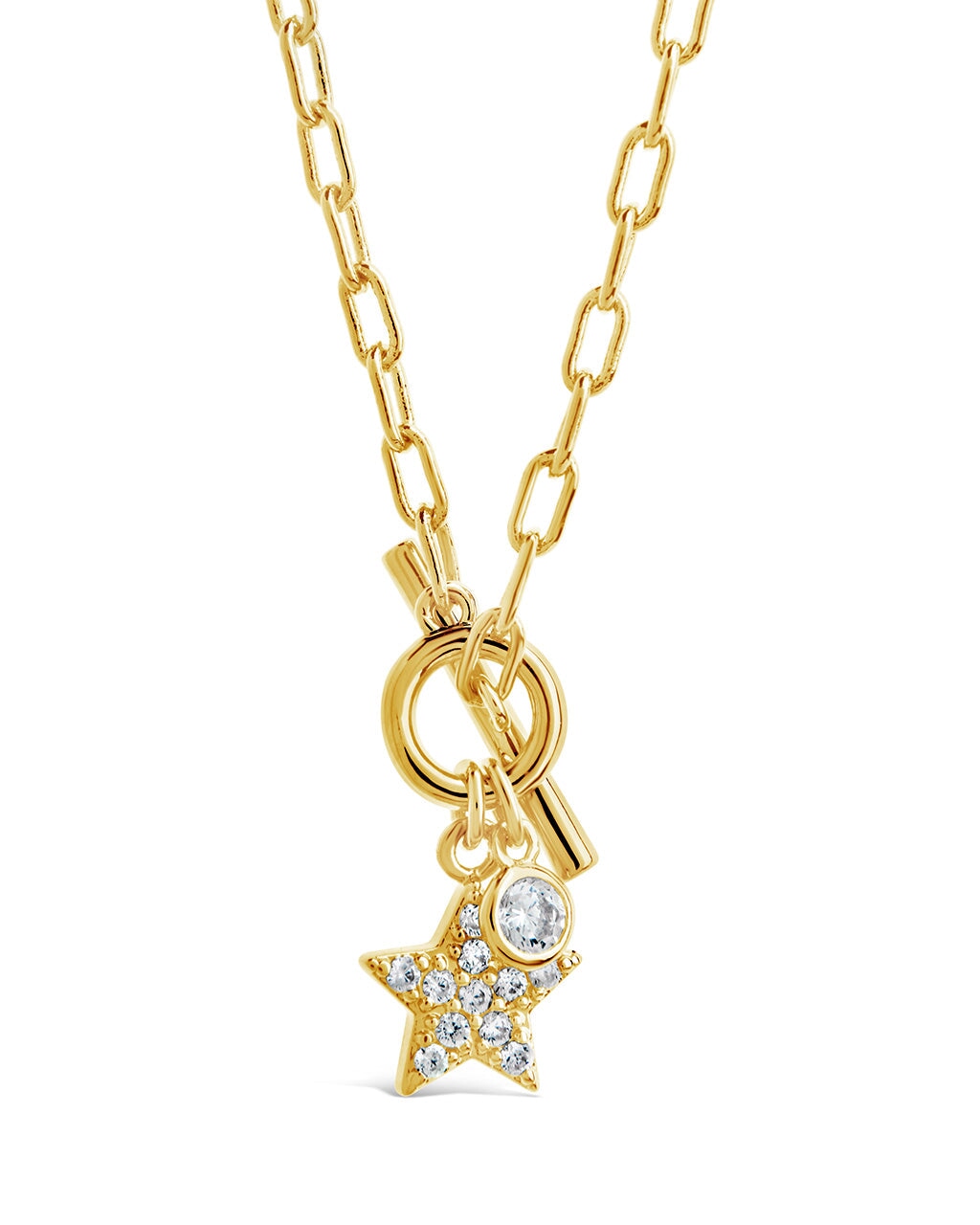 Norah Star & Bezel CZ Toggle Necklace - Elegant Cubic Zirconia Pendant Jewelry for Women, Perfect for Parties, Weddings & Everyday Wear