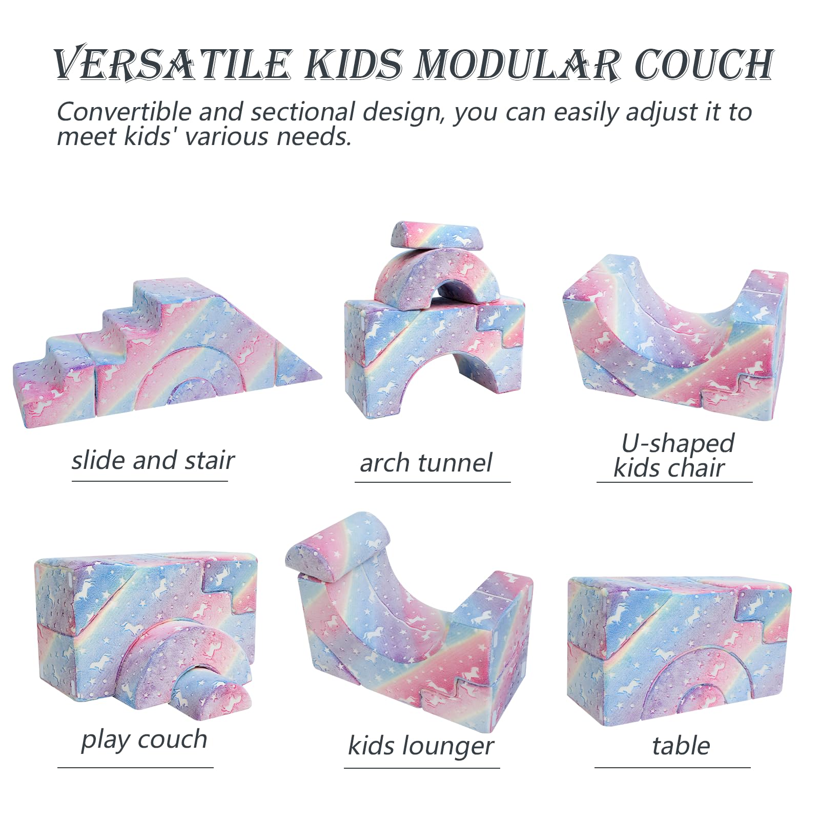 MeMoreCool Foam Climbing Toddler Couch - Modular Kids Sofa with Slide & Stair | Convertible Baby Play Couch for Playroom & Nursery | Sectional Play Furniture for Crawling, Climbing & Toddler Activities | Perfect for Indoor Playtime, Birthday Gifts & Daycare Centers