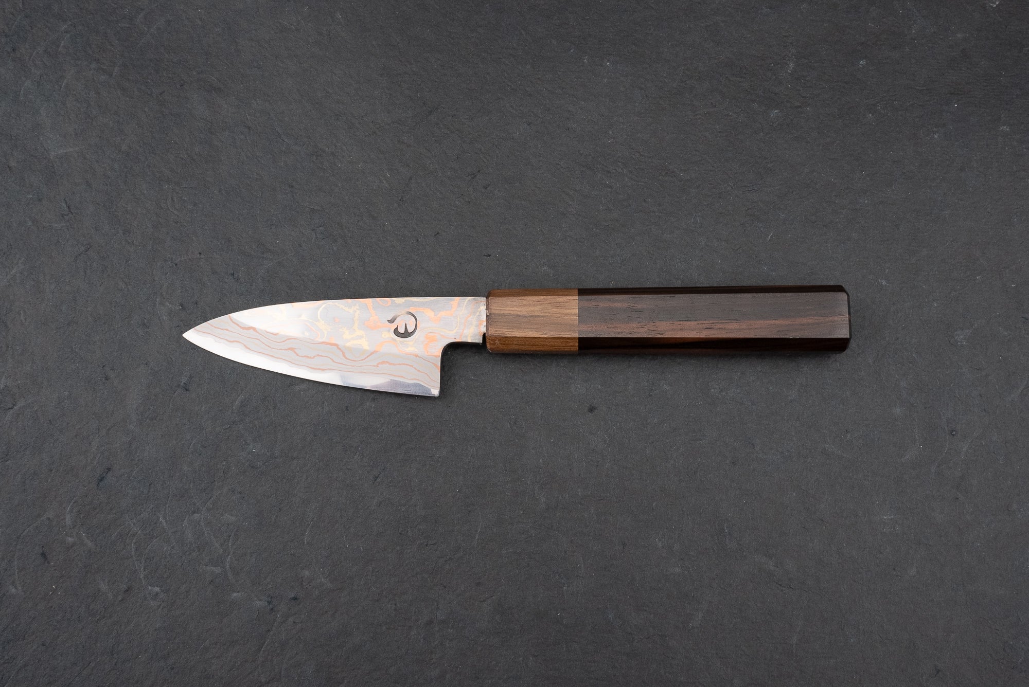 Mutsumi Hinoura V-Toku Rainbow Damascus Petty Knife 85mm - Premium Japanese Kitchen Knife for Slicing, Dicing & Precision Cutting