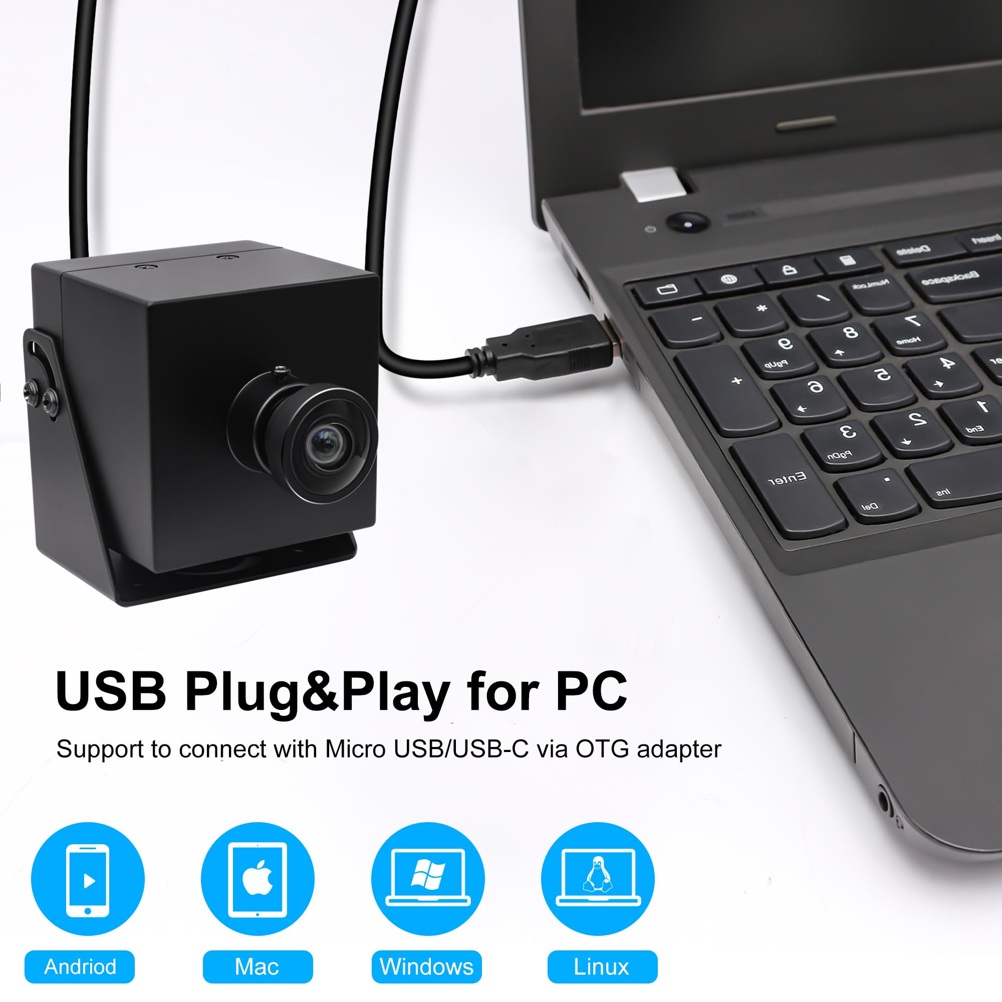 SVPRO 4K Webcam with USB & HDMI Dual Output - 8MP Ultra HD Streaming Camera for Computer, Monitor, Projector & TV | Wide Angle Lens, Distortion-Free | Supports H.265/H.264 | Ideal for Video Conferencing, Live Streaming & Home Security