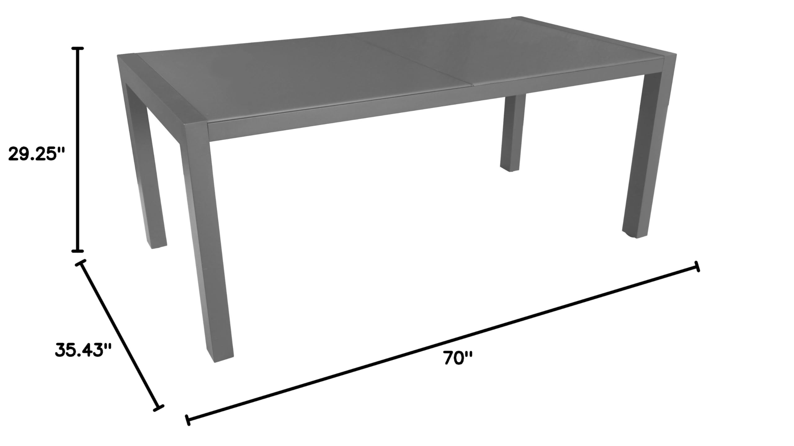 Christopher Knight Home Eli Outdoor Tempered Glass Dining Table with Aluminum Frame - Weather-Resistant Gray Patio Furniture for Backyard, Garden & Poolside Dining