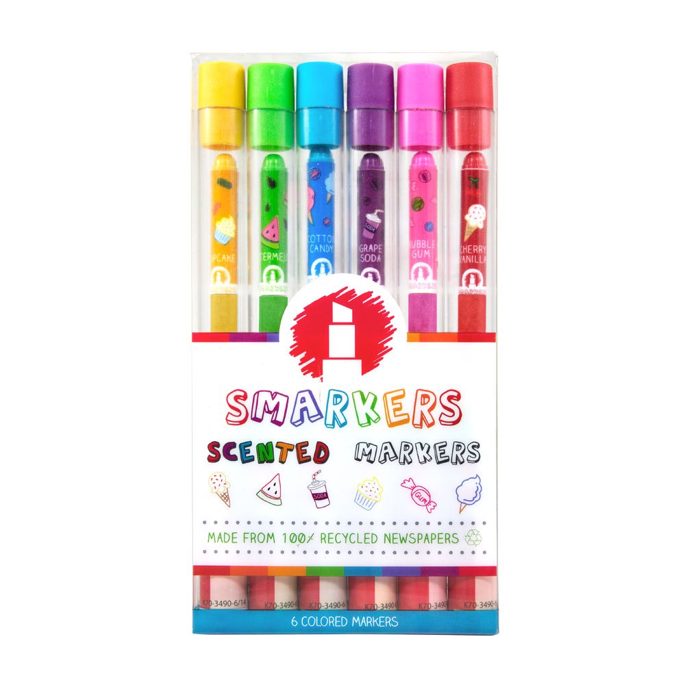 Scentco Smarkers - 6-Pack Scented Felt Tip Markers for Kids, Vibrant Colors, Non-Toxic Art Supplies - Perfect for School Projects, Coloring Books & Creative Drawing Activities