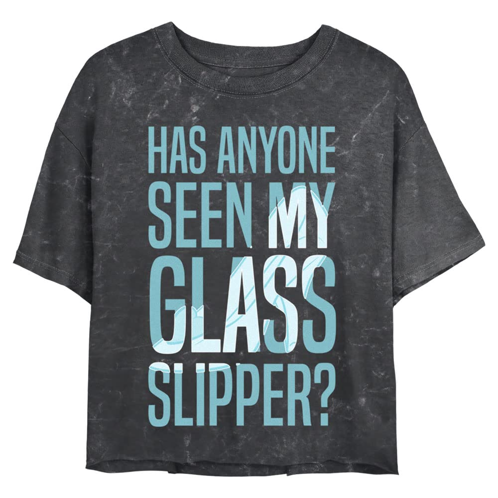Disney Princess Missing Slipper Women's Vintage Mineral Wash Short Sleeve Crop Top T-Shirt - Casual Summer Outfit for Theme Parks & Disney Trips