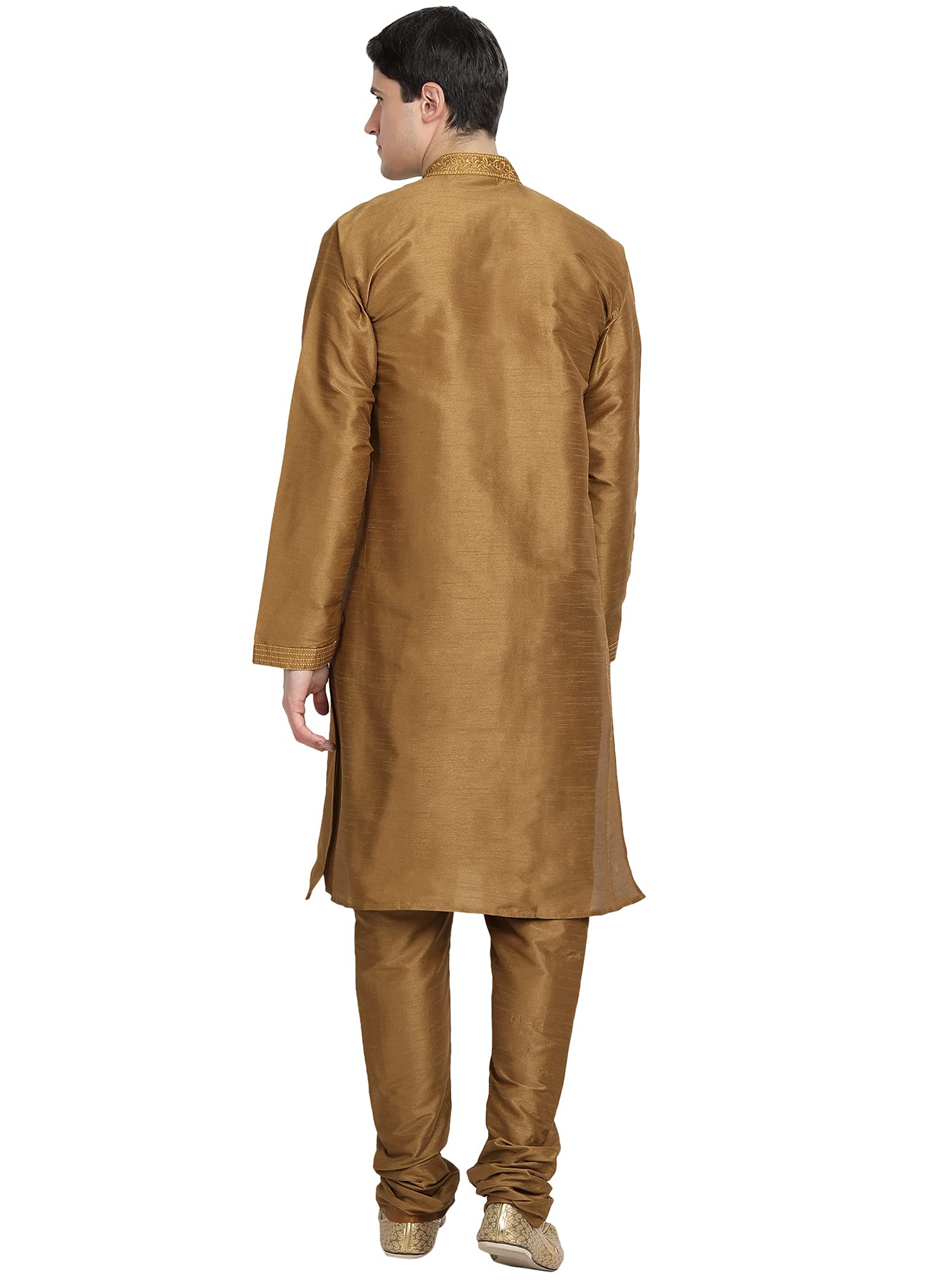 SKAVIJ Men's Kurta Pajama Set - Embroidered Art Silk Traditional Indian Dress - Regular Fit for Festivals, Weddings & Cultural Events