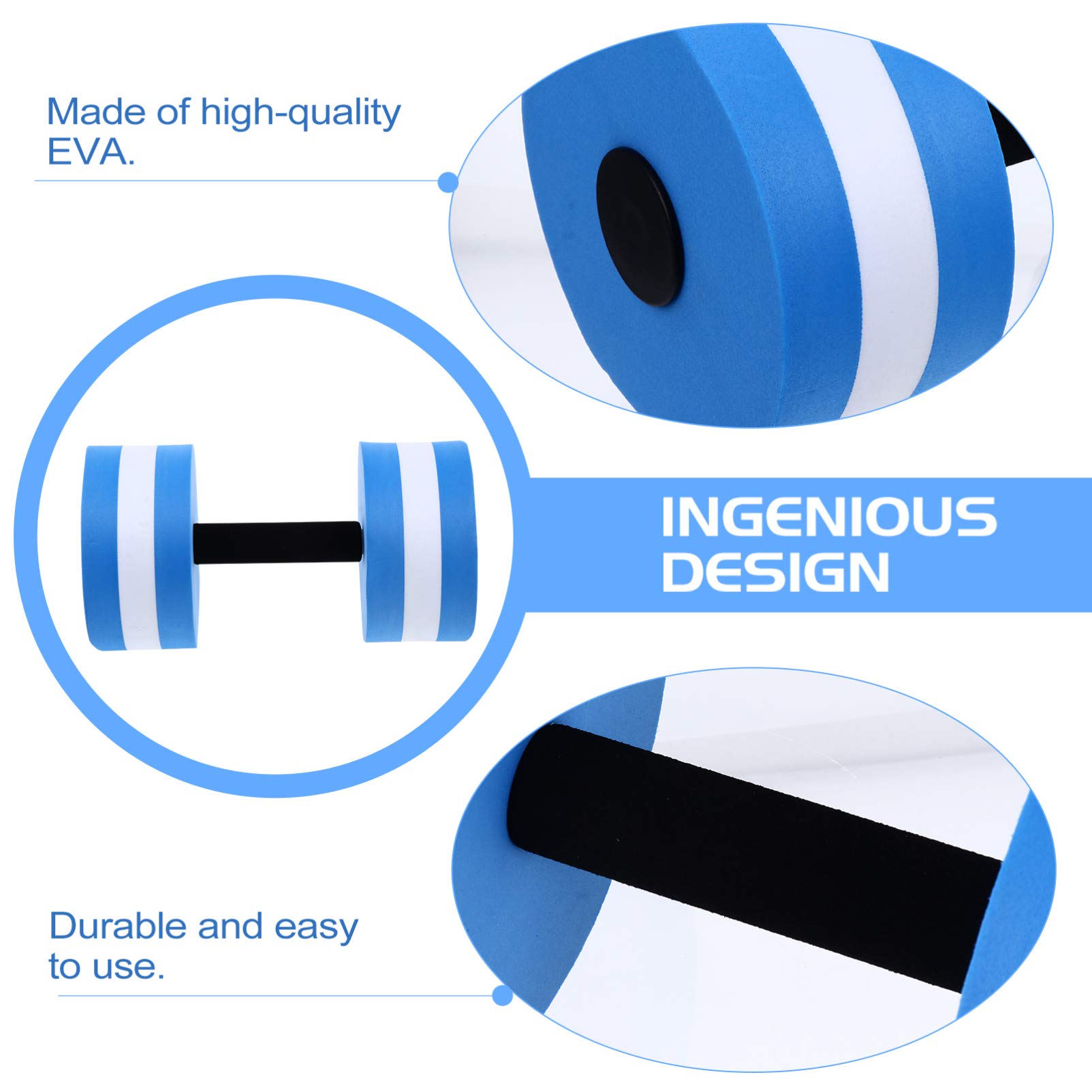 Jojofuny Foam Dumbbell Set - 1 Pair Lightweight Water Dumbbells for Aquatic Aerobics, Pool Fitness & Weight Loss - Perfect for Men & Women Swimming Exercises, Water Resistance Training & Hydrotherapy Workouts