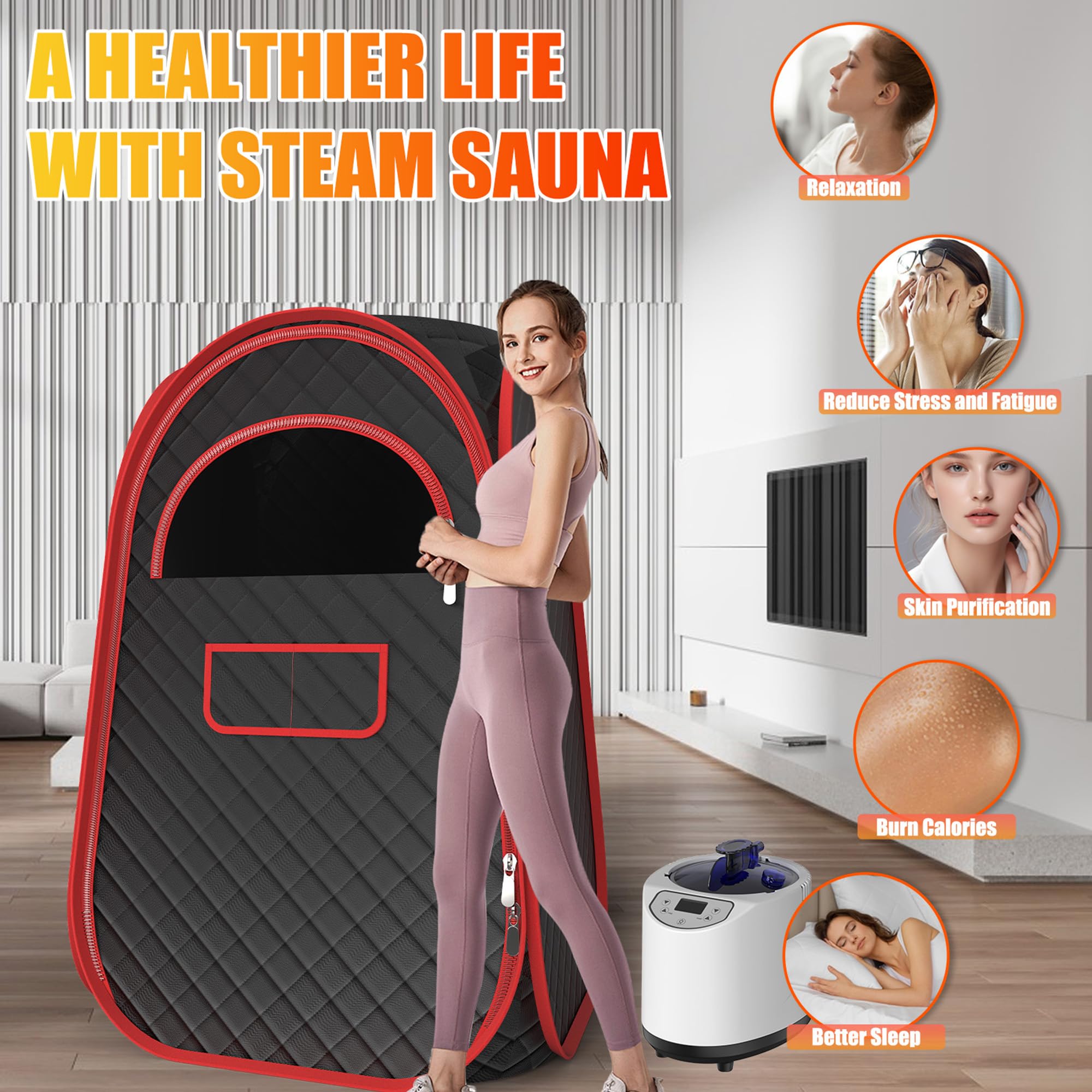 Portable Steam Sauna for Home - 2.6L Steamer with Remote Control, Folding Chair & Sauna Tent | Personal Relaxation & Detox | Perfect for Spa, Yoga & Post-Workout Recovery