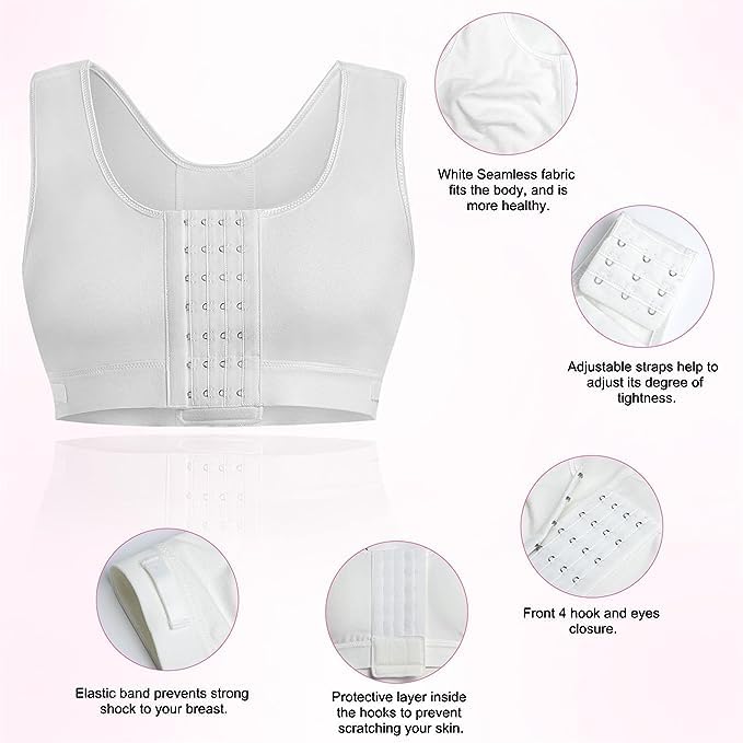 Post-Surgery Front Closure Bra - Wirefree Mastectomy Support for Women - Gym & Daily Wear