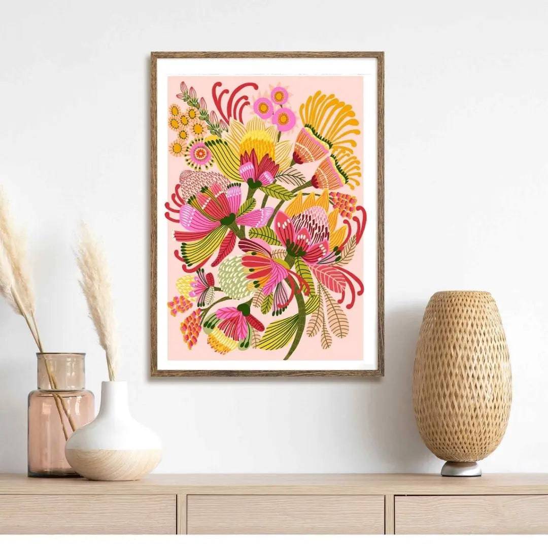 Wild Proteas Modern Wall Art Print - Vibrant Floral Decor for Living Room, Bedroom & Office | Premium Canvas Painting for Home & Office Decor
