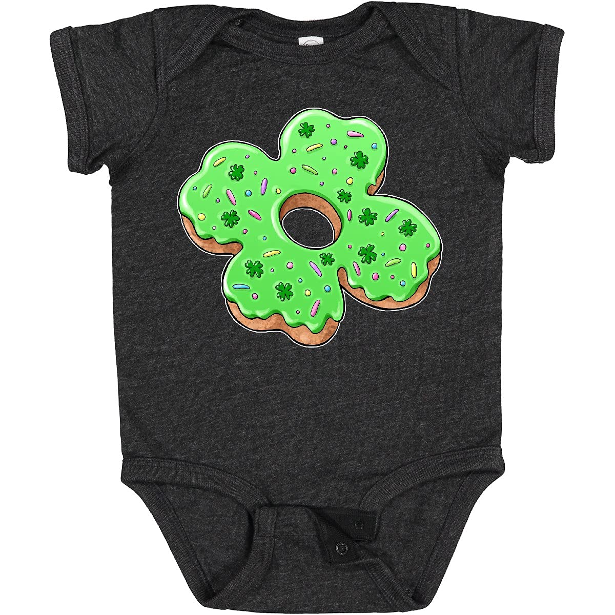 Inktastic St. Patrick's Day 4 Leaf Clover Donut with Sprinkles Baby Bodysuit - Cute Irish Outfit for Infants & Toddlers | Perfect for St. Paddy's Day Celebrations, Photo Shoots & Family Gatherings