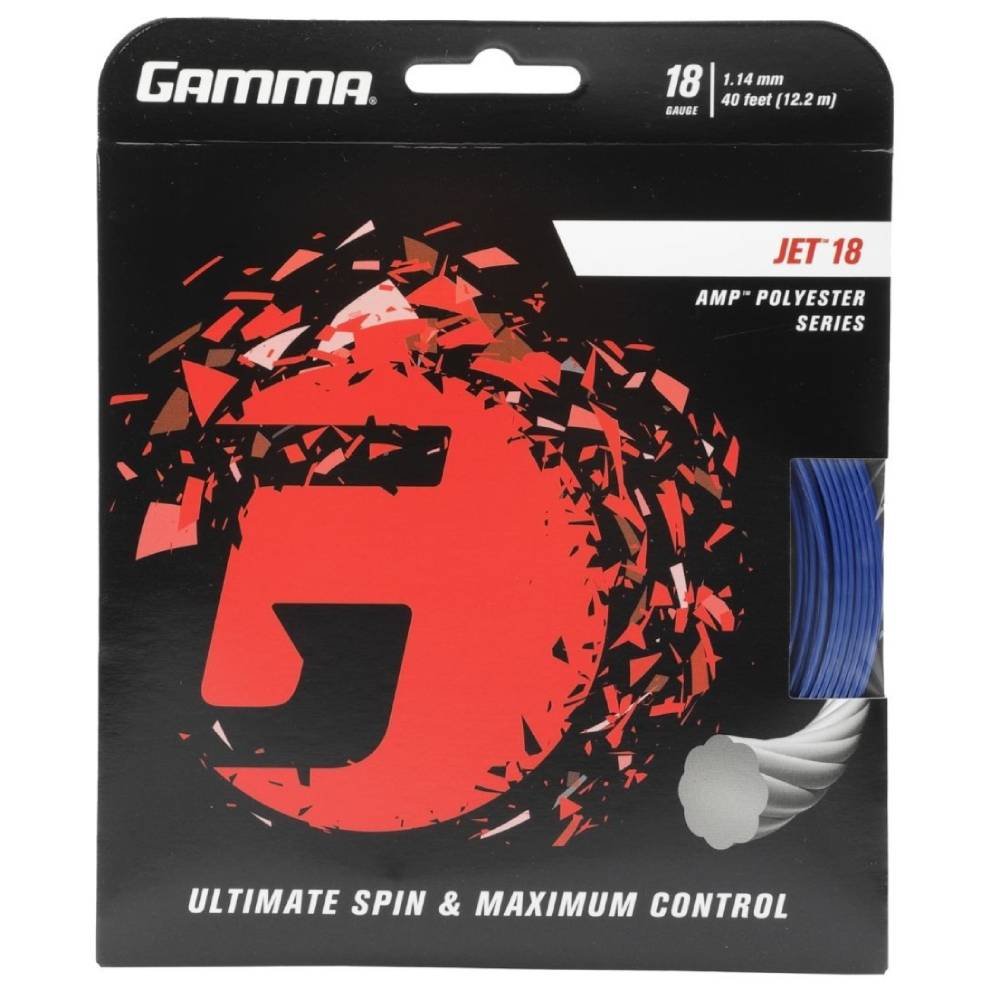Gamma Jet 18/1.14 Tennis String (Blue) - High Performance Tennis Racket String for Spin & Control - Perfect for Competitive Play & Training Sessions