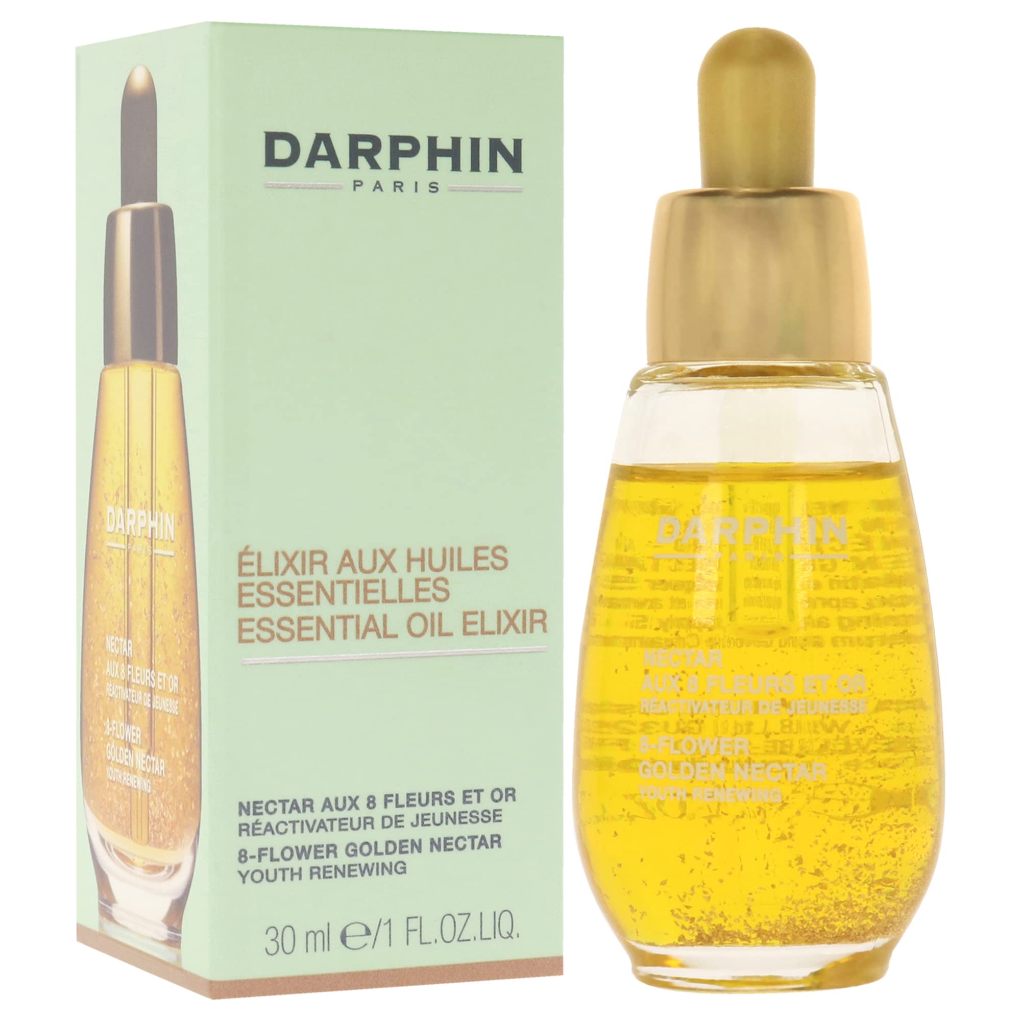 Darphin Elixir 8-Flowers Golden Nectar Aromatic Care Facial Oil 30ml - Hydrating & Anti-Aging Face Oil for Dry Skin - Perfect for Nighttime Skincare Routine & Glow Boosting