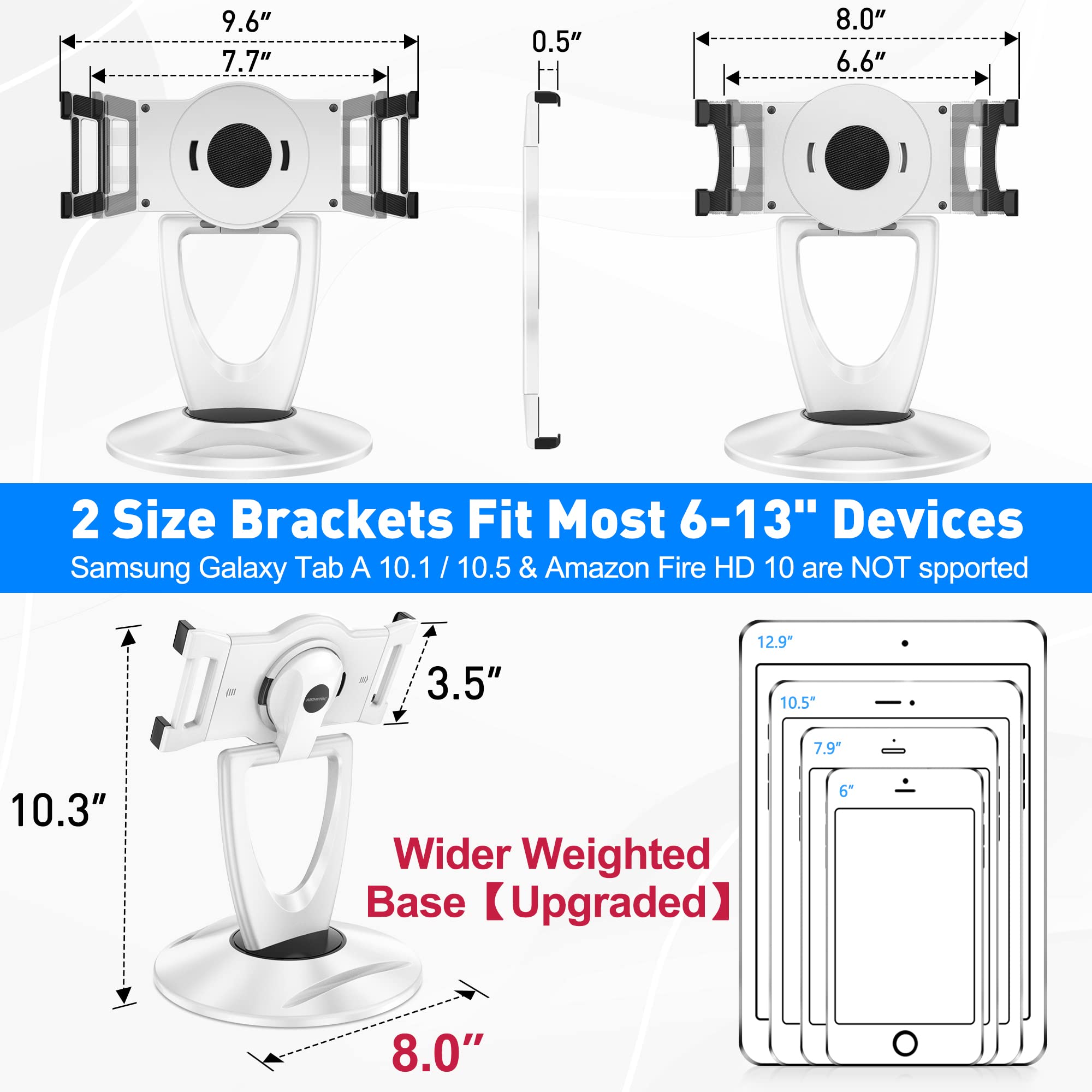 Adjustable Tablet Stand for Desk & Clear Acrylic Monitor Riser - TS-8W + MS-2 Set | Perfect for Home Office, Workstation & Digital Art Studio