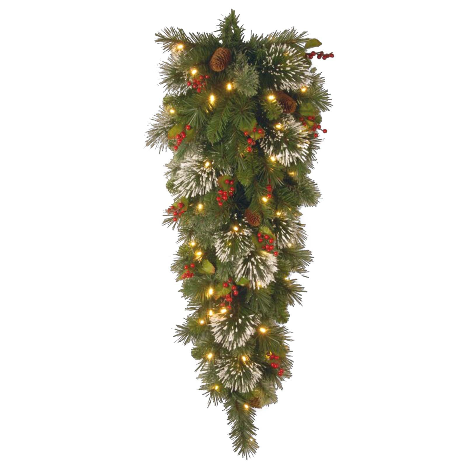 MGUOTP Cordless LED Christmas Wreath - Battery Operated Outdoor Decor for Stairs, Door, Home & Garden - Waterproof Prelit Holiday Lights for Summer & Winter Decorations (One Size)