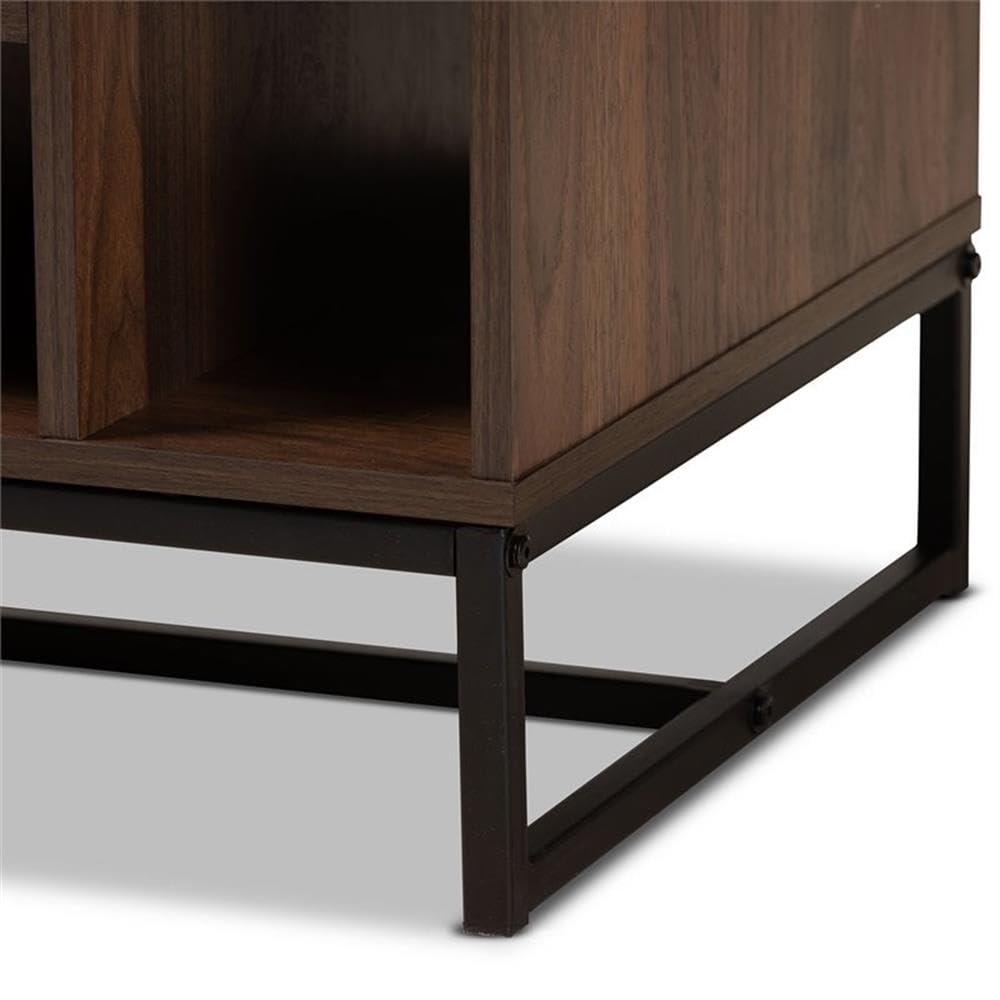 Modern Walnut Brown and Black Coffee Table - Mid-Century Style Living Room Furniture for Small Spaces - Perfect for Apartments, Condos & Cozy Home Decor