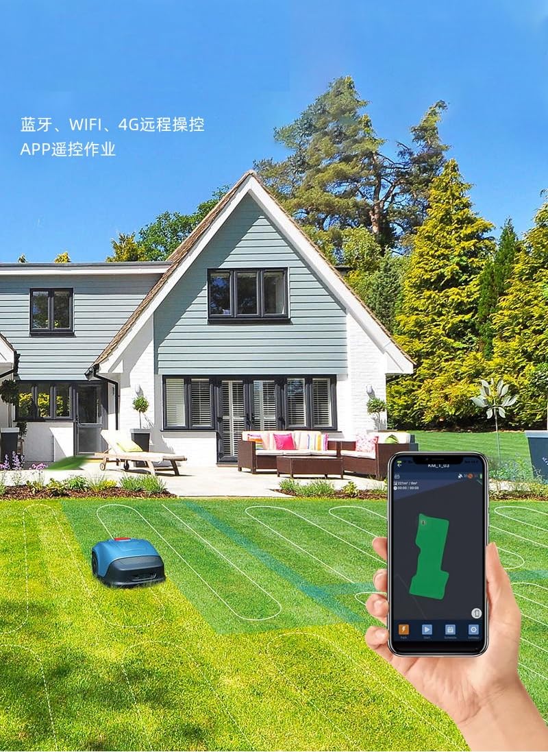 H18E Robotic Lawn Mower - Automatic Battery-Powered 2.17 Inch Cutting Height for Lawns up to 16,100 Sq.Ft - UK Standard (Blue) | Perfect for Small to Medium Yards, Backyard Maintenance & Smart Home Landscaping