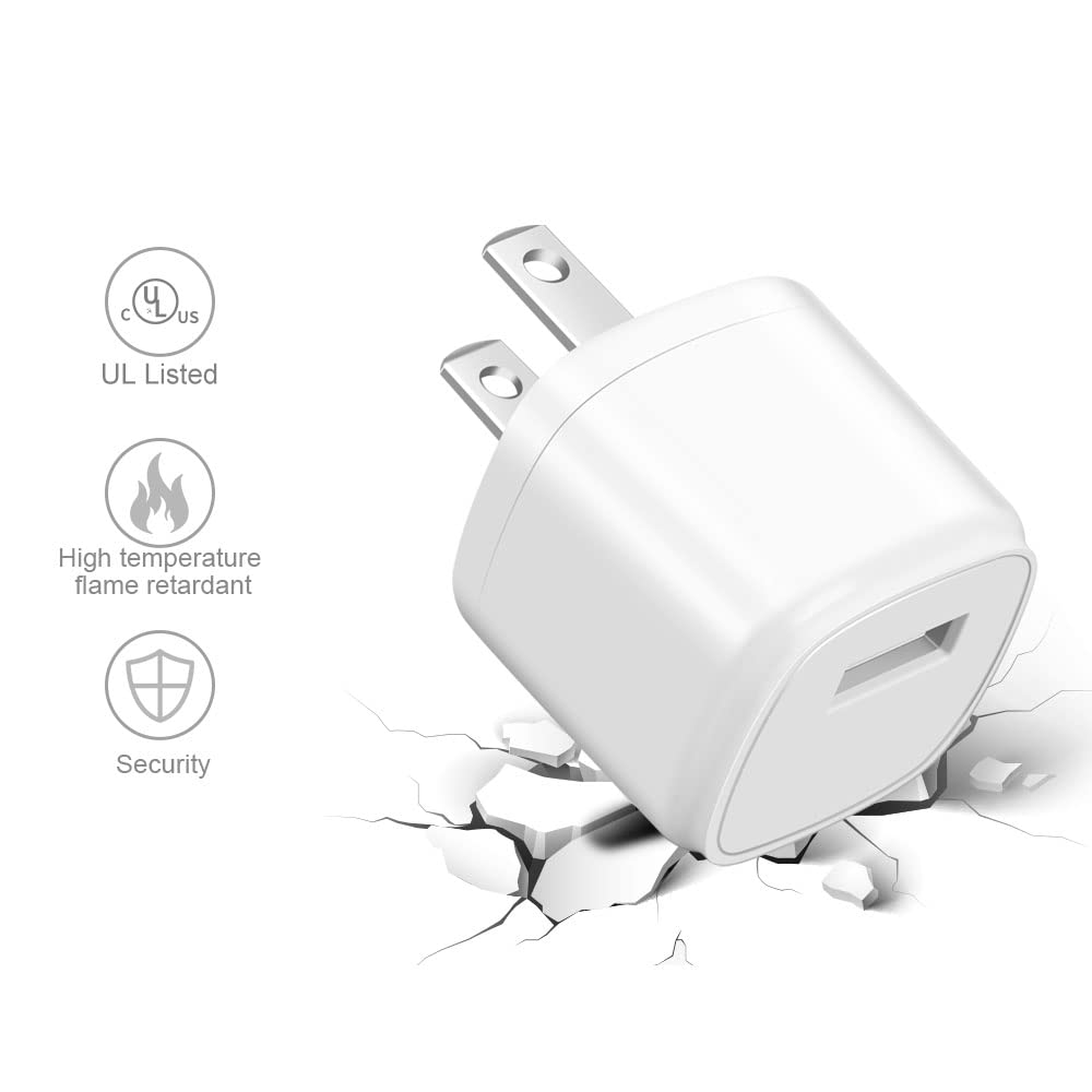 3-Pack Fast USB Wall Charger 5V/1A - Compact Power Adapter Cube for iPhone, iPad, iPod, Apple Watch, Android Phones, Tablets & More - Perfect for Home, Office & Travel Charging Needs