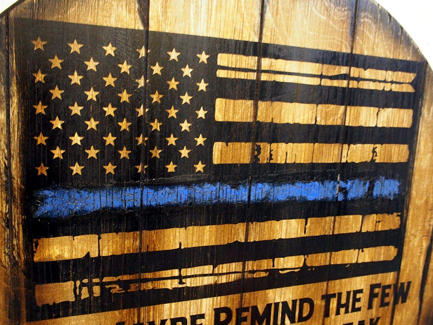 Thin Blue Red Green Yellow Gray Purple Line Personalized American Flag - Rustic Whiskey & Wine Barrel Decor - Home Bar & Man Cave Wall Art - Unique Personalized Gifts for Police, Firefighters, Military (Perfect for Patriotic Home Decor & Office Display)