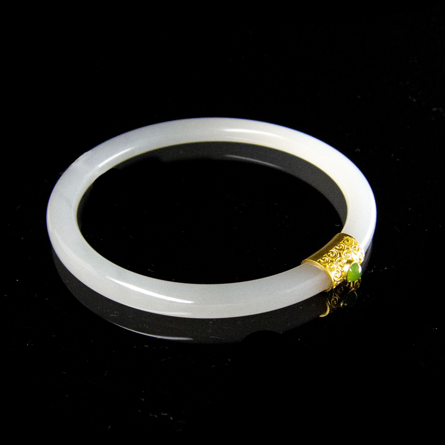 24K Gold Plated Nephrite Jade Bangle Bracelet for Women - Elegant & Luxurious Handmade Jewelry for Gifts, Weddings & Special Occasions