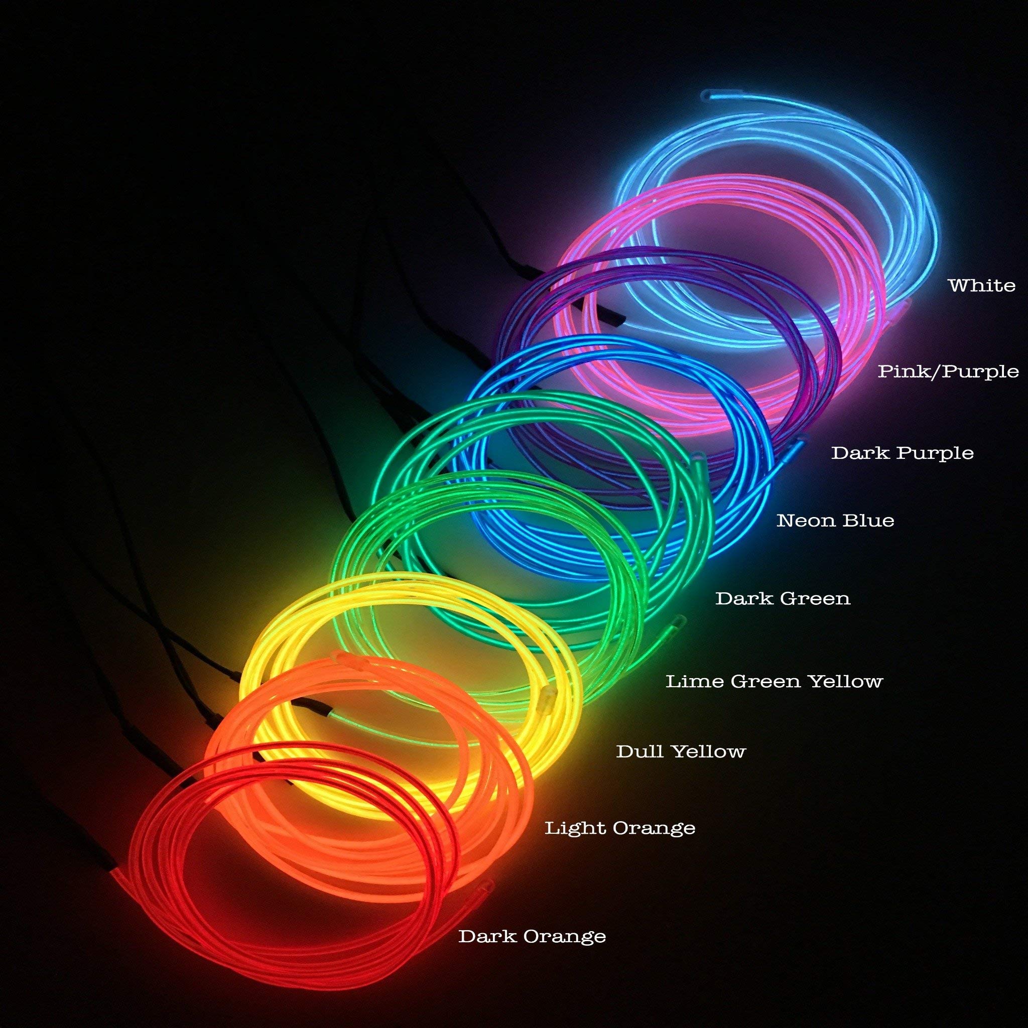 Glow in the Dark El Wire Kit - 4 Foot Flexible Electroluminescent Wire with AAA Battery Pack (Batteries Not Included) for Party Decorations, Costume Lighting, and DIY Projects