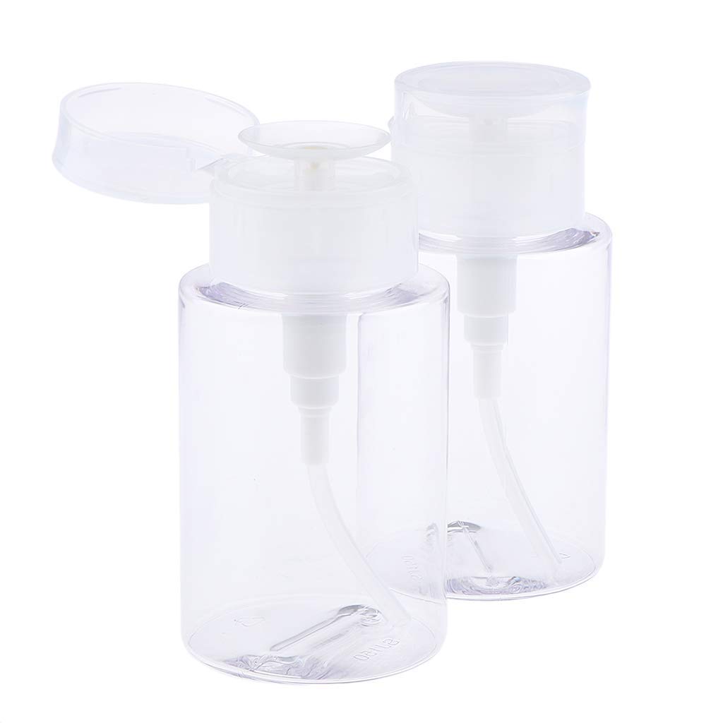 2-Pack Clear 150ml Pump Dispenser Bottles for Liquid Soap, Alcohol & Hand Sanitizer - Push Down Dispenser for Bathroom, Kitchen & Office Use