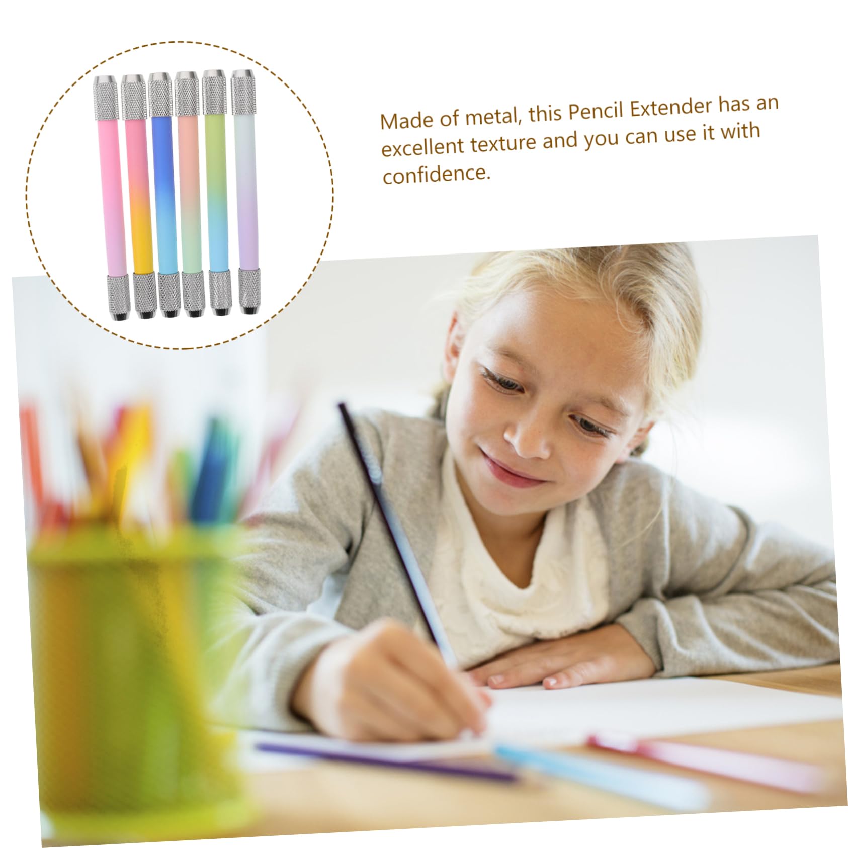 IWOWHERO 6-Piece Metal Pencil Set for Artists - Professional Sketching & Drawing Pencils with Extenders - Perfect for Home, Office & Studio Art Supplies - Great for Sketching, Shading & Detailed Artwork