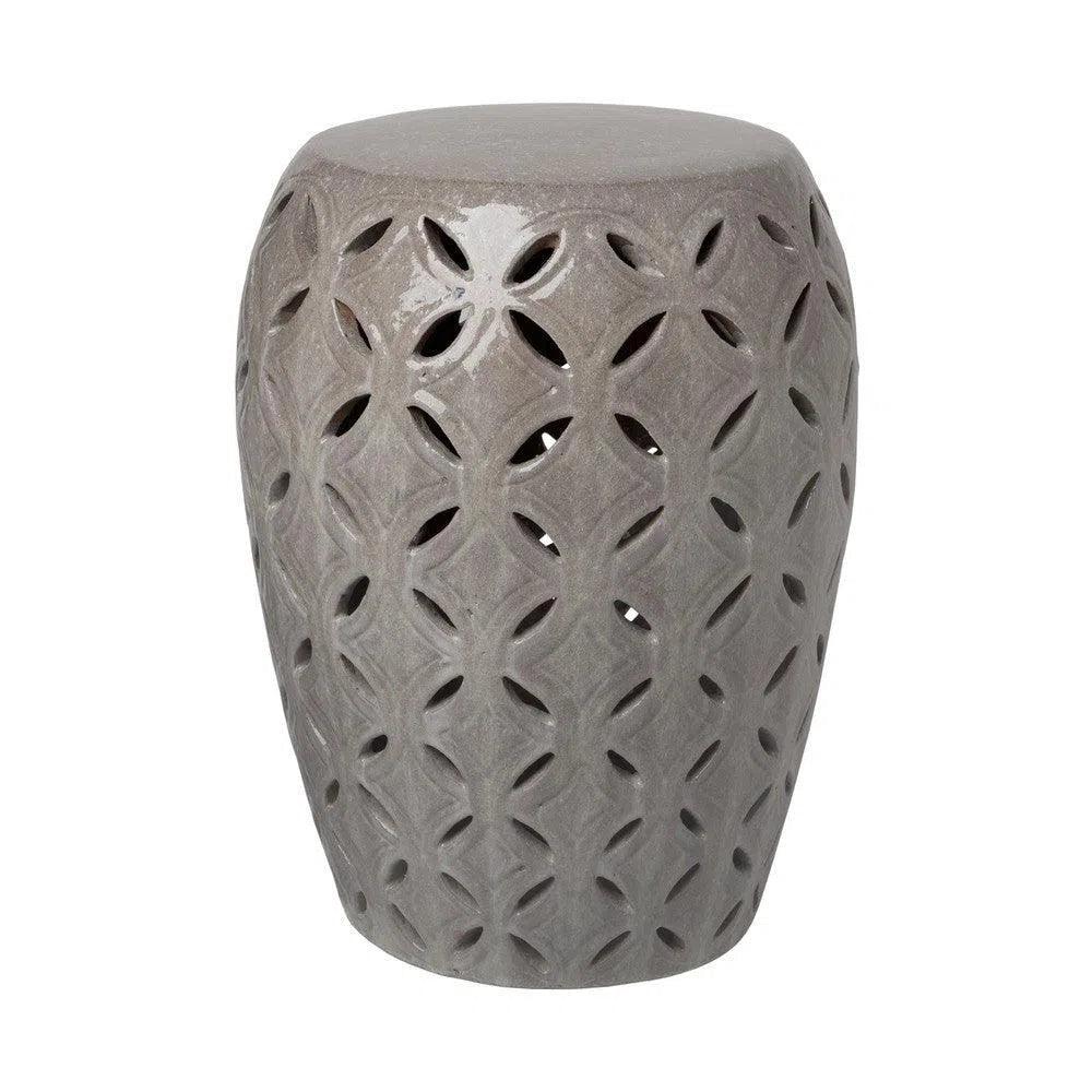 21 Inch Decorative Lattice Garden Stool - Outdoor Patio Furniture for Garden, Porch, and Poolside Decor