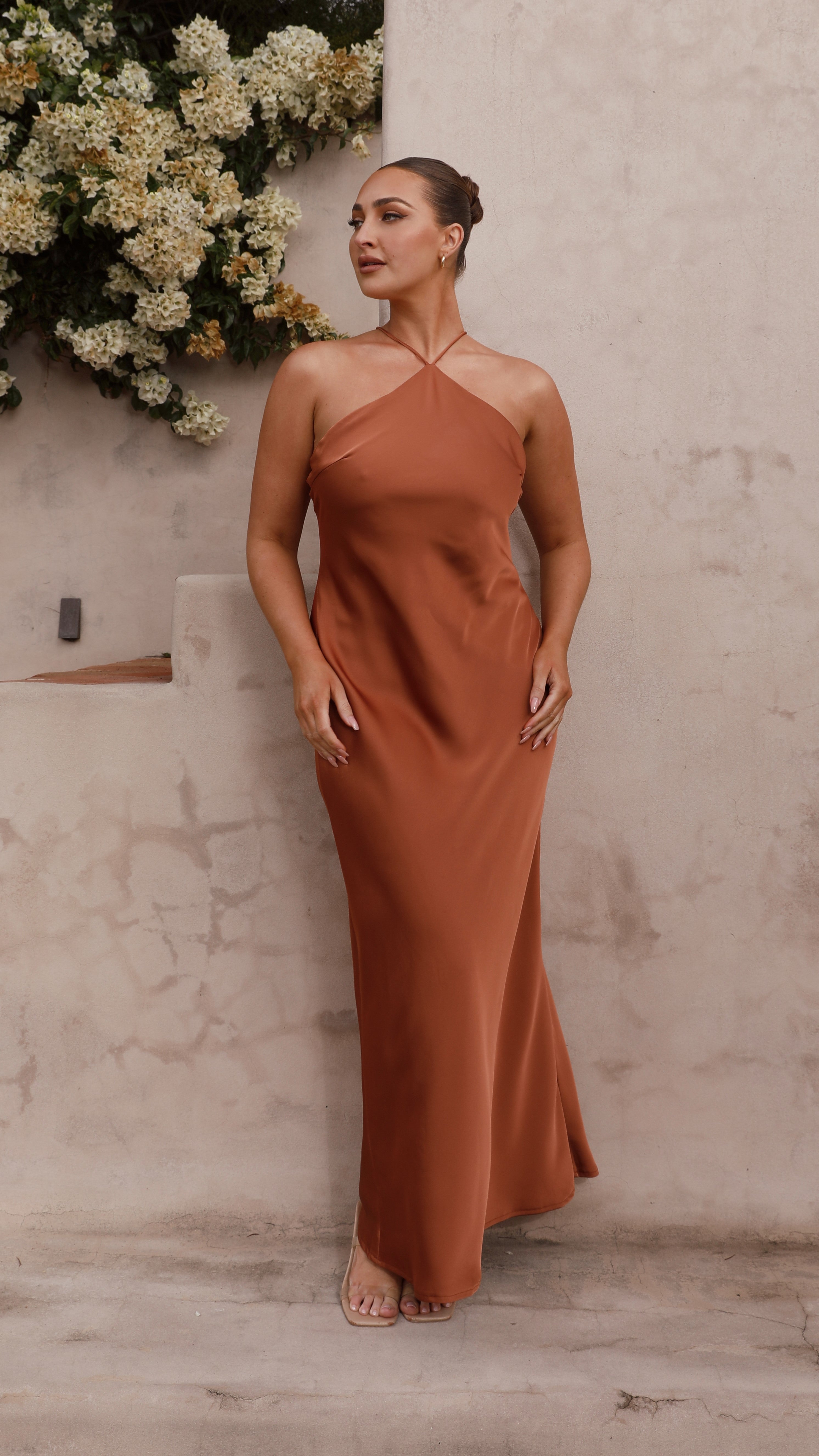Chiara Maxi Dress in Copper - Elegant Long Flowy Dress for Women, Perfect for Weddings, Parties & Summer Outfits